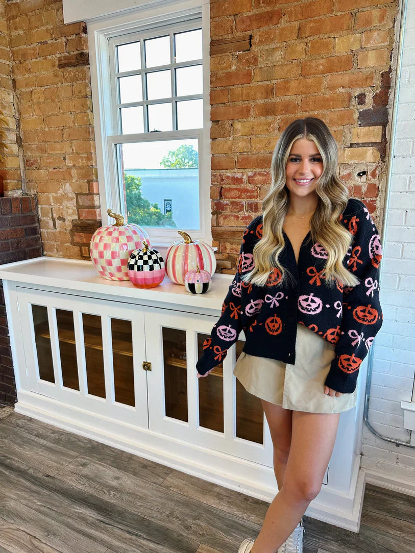 Pumpkin & Bow Cardigan