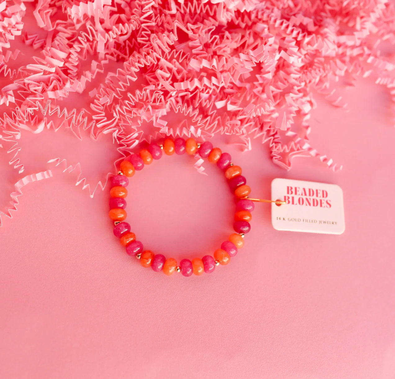 Magenta & Orange Gemstone Bracelet