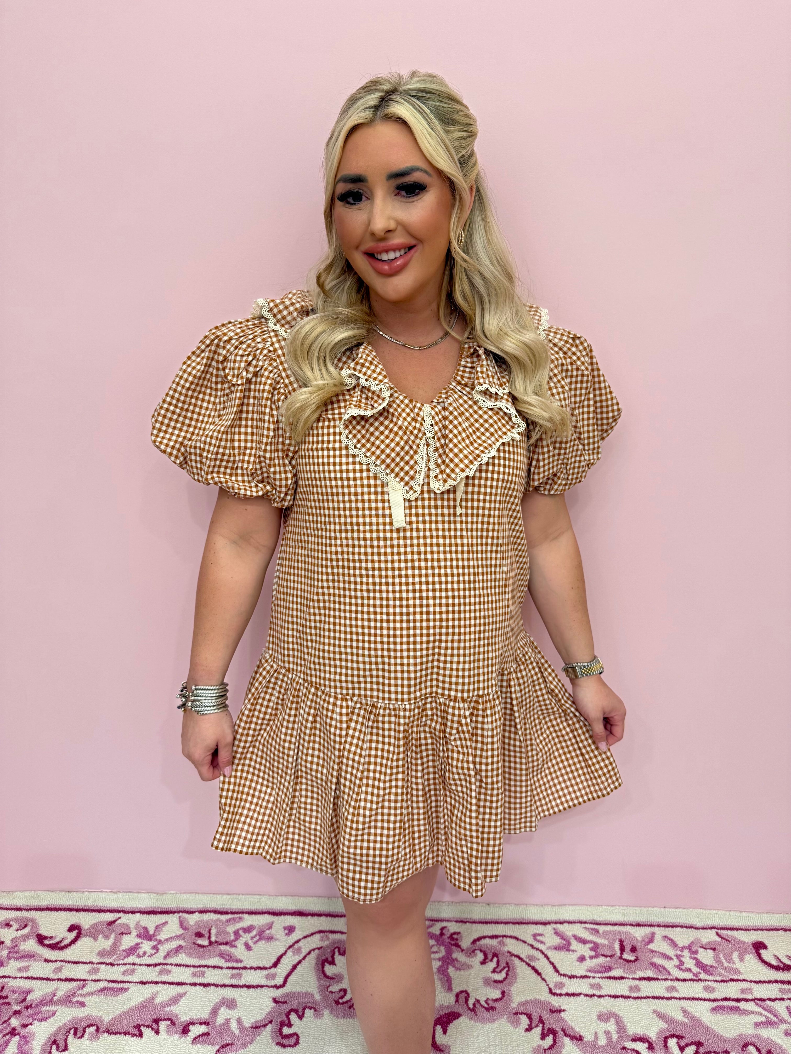 Sienna Gingham Mini Dress With Tie