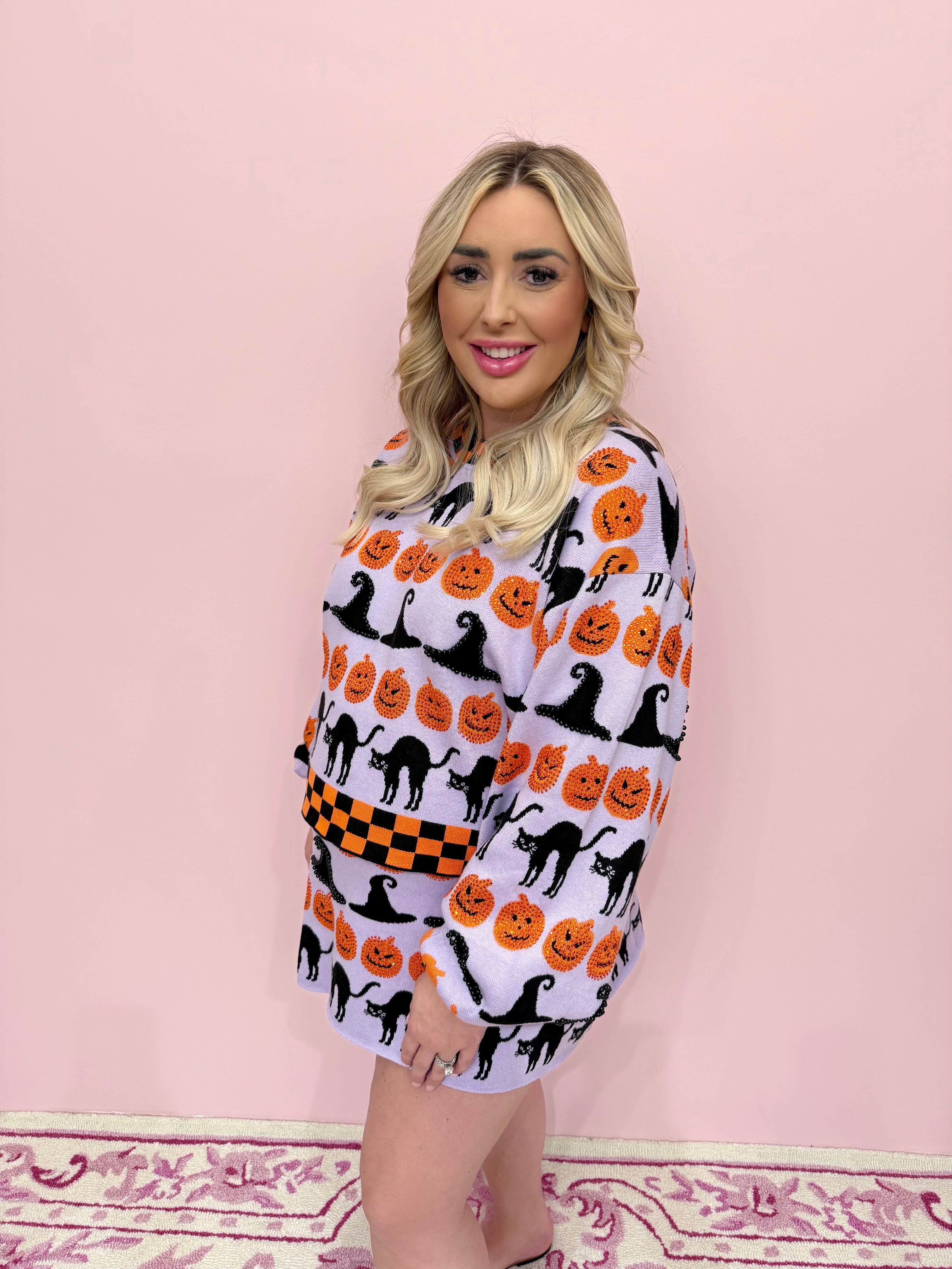 Lavender, Black & Orange Halloween Icon Skirt - Queen Of Sparkles