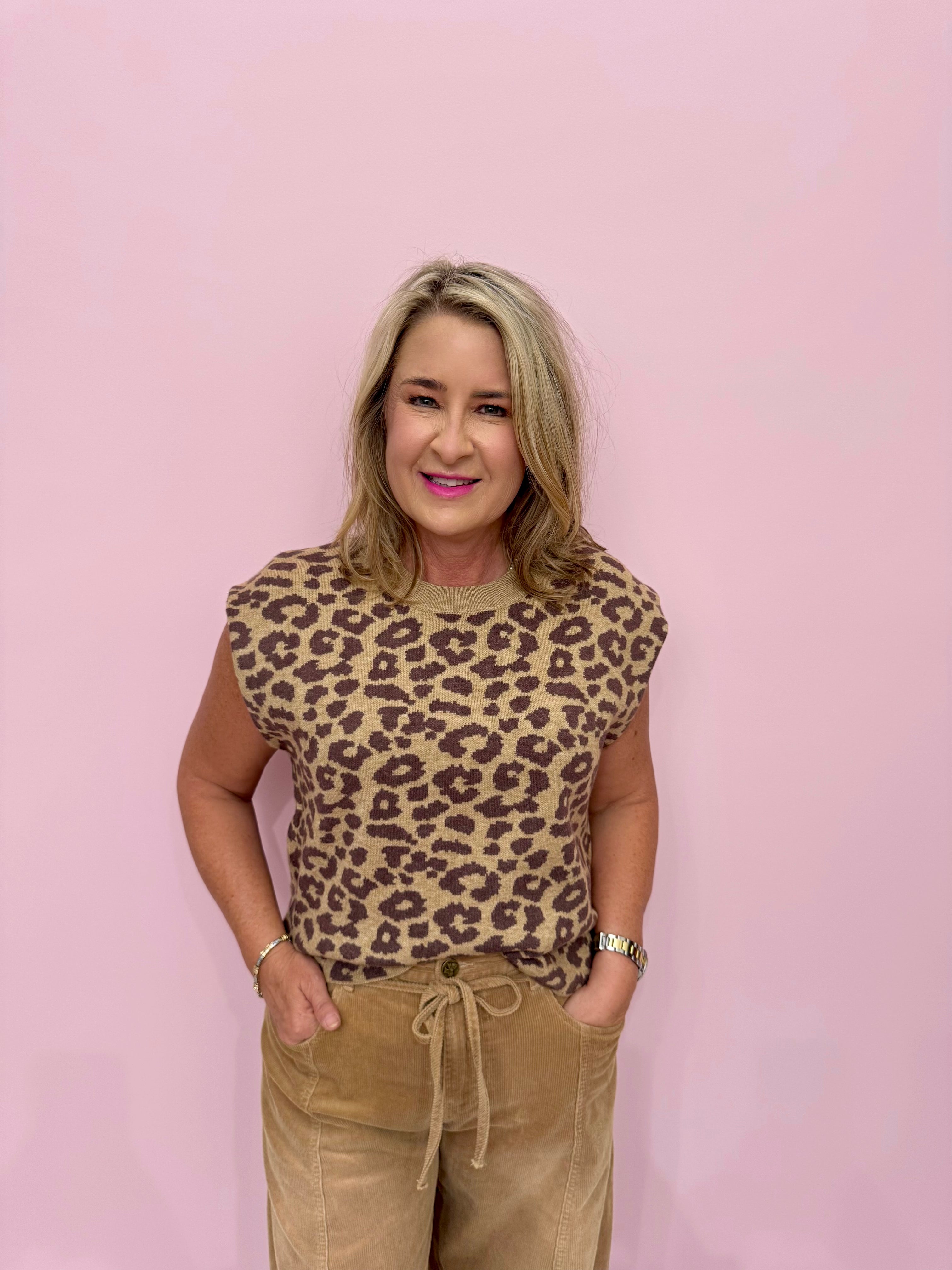 Leia Leopard Sleeveless Sweater