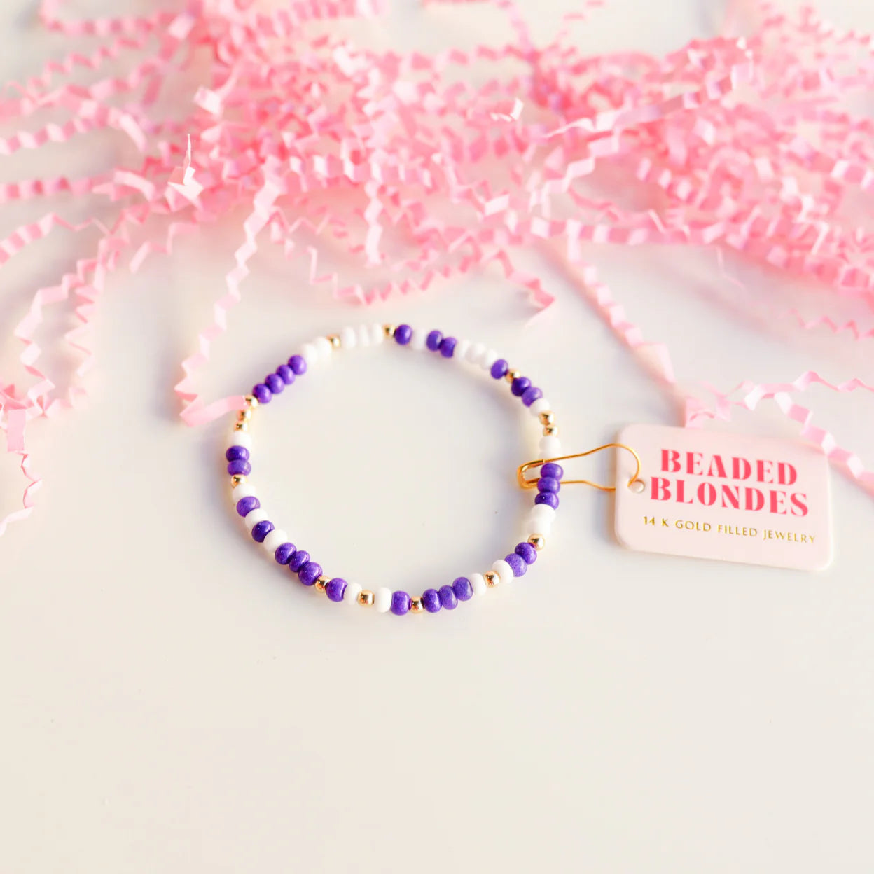 Purple & White Game Day Sprinkle Bracelet