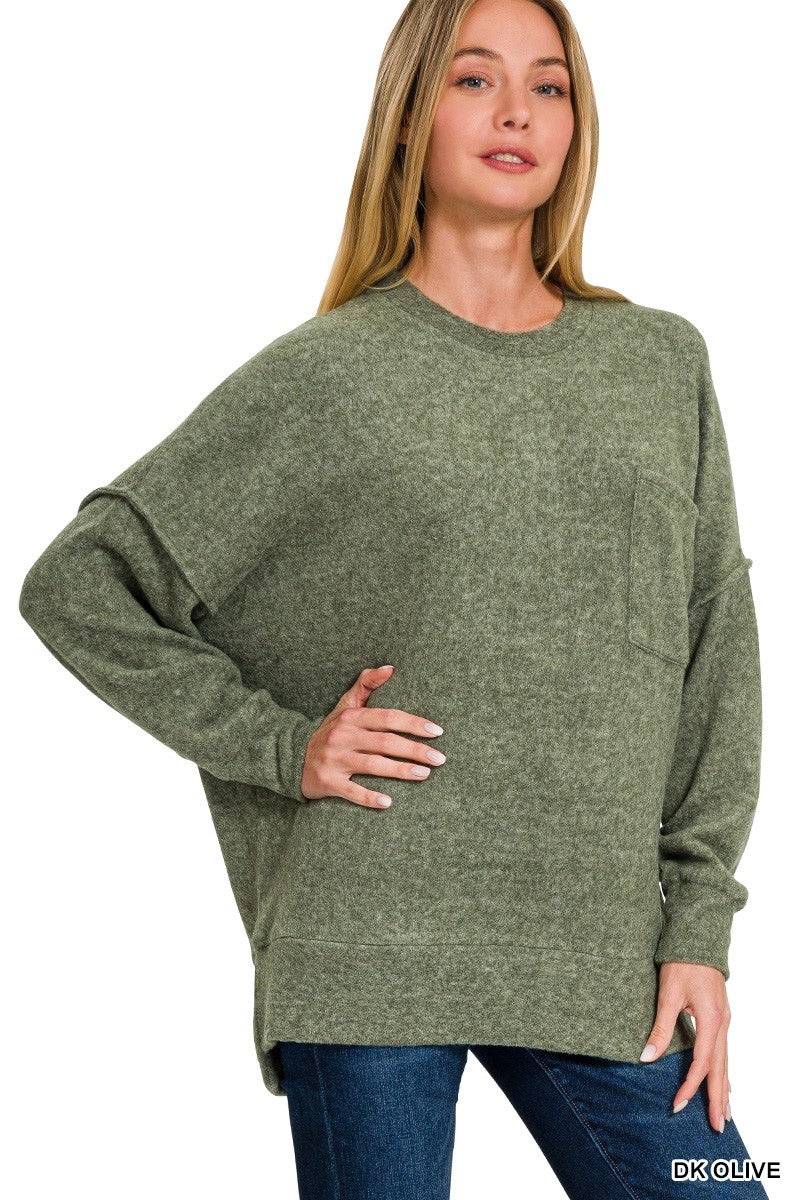 Shea Drop Shoulder Sweater Olive