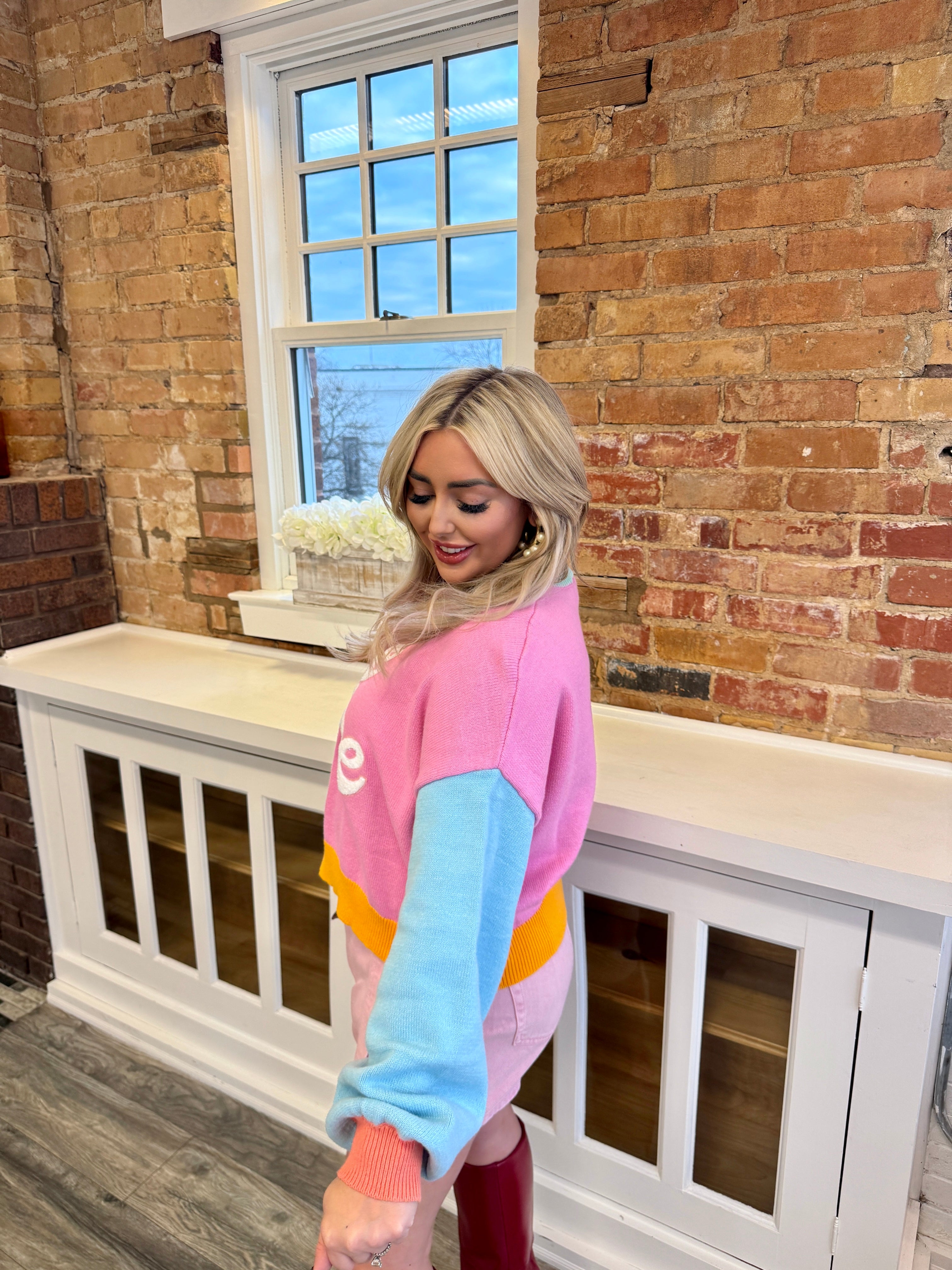 Pastel Colorblock Be Mine Sweater