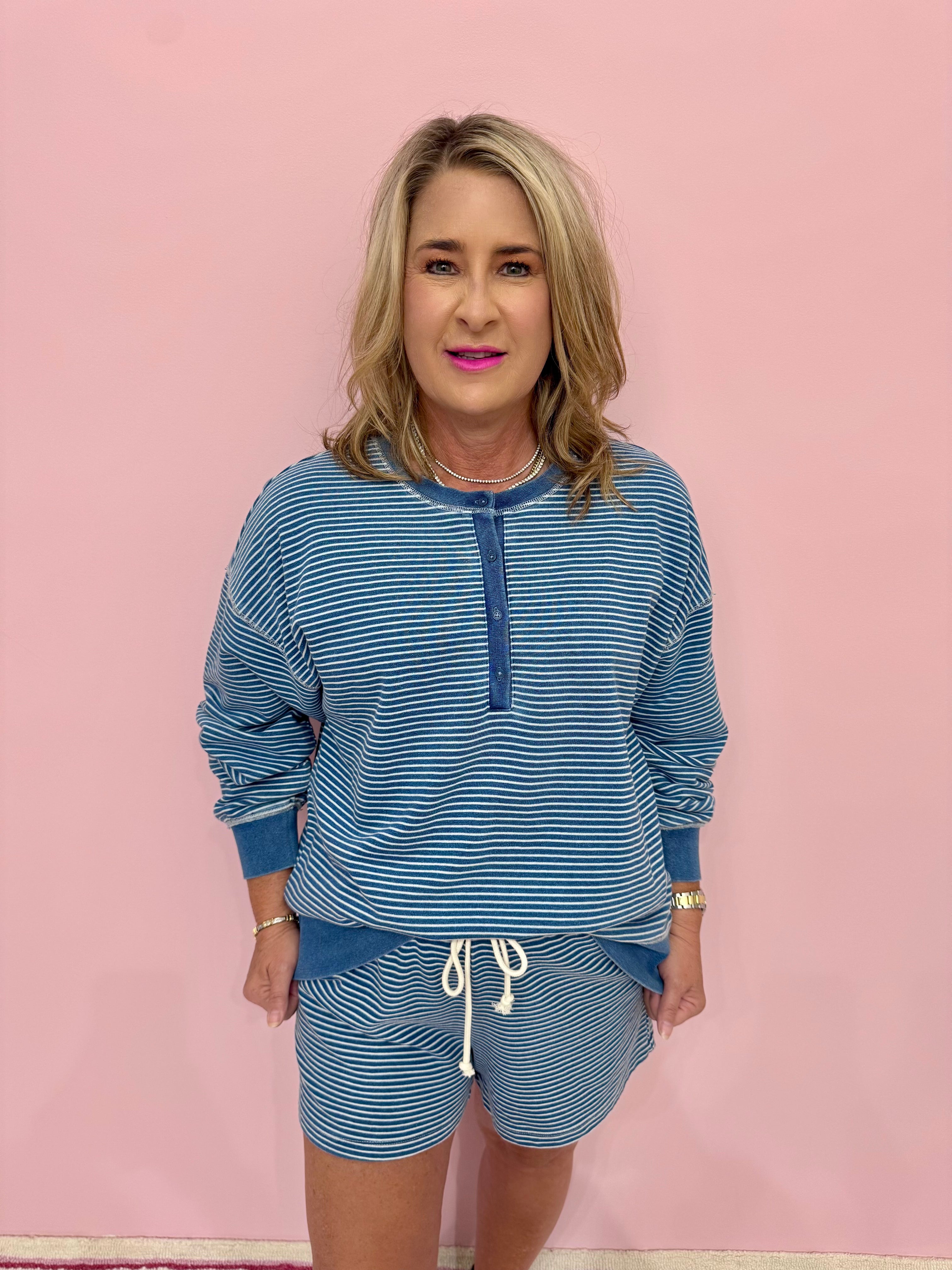 Apollo Striped Sweatshirt Vintage Indigo