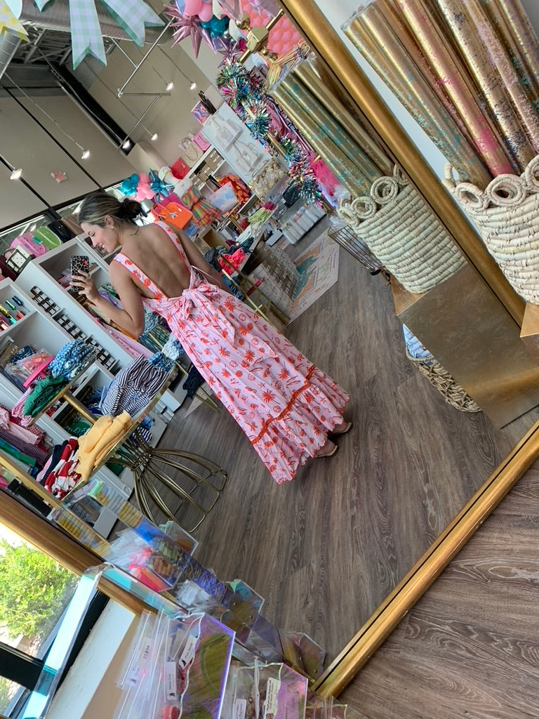 Beach Linen Tie Back Maxi Dress