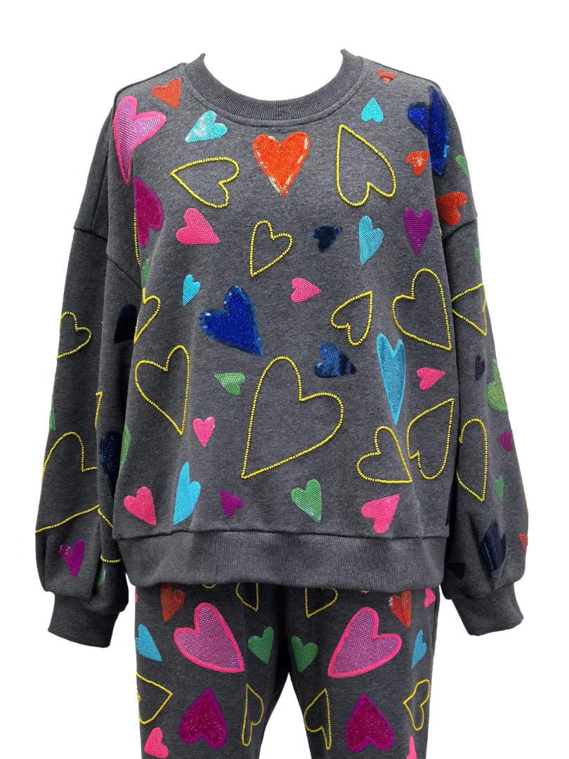 Groovy Heart All Over Sweatshirt