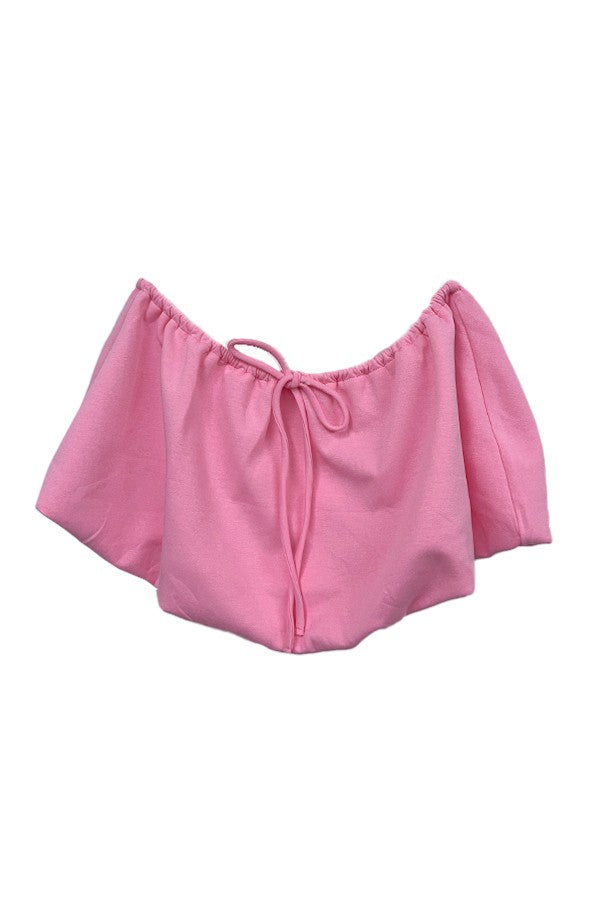 Bubble Crop Top Pink