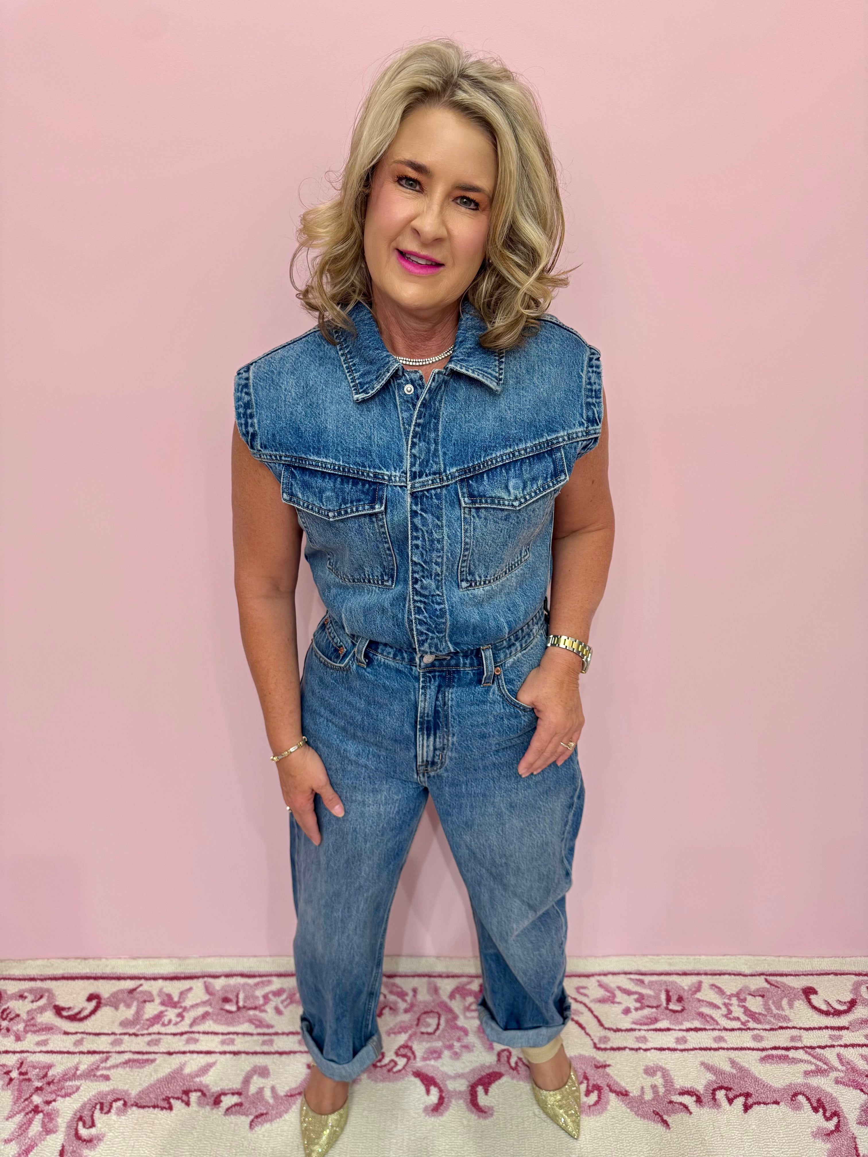 Ace Sleeveless Barrel Leg Jumpsuit