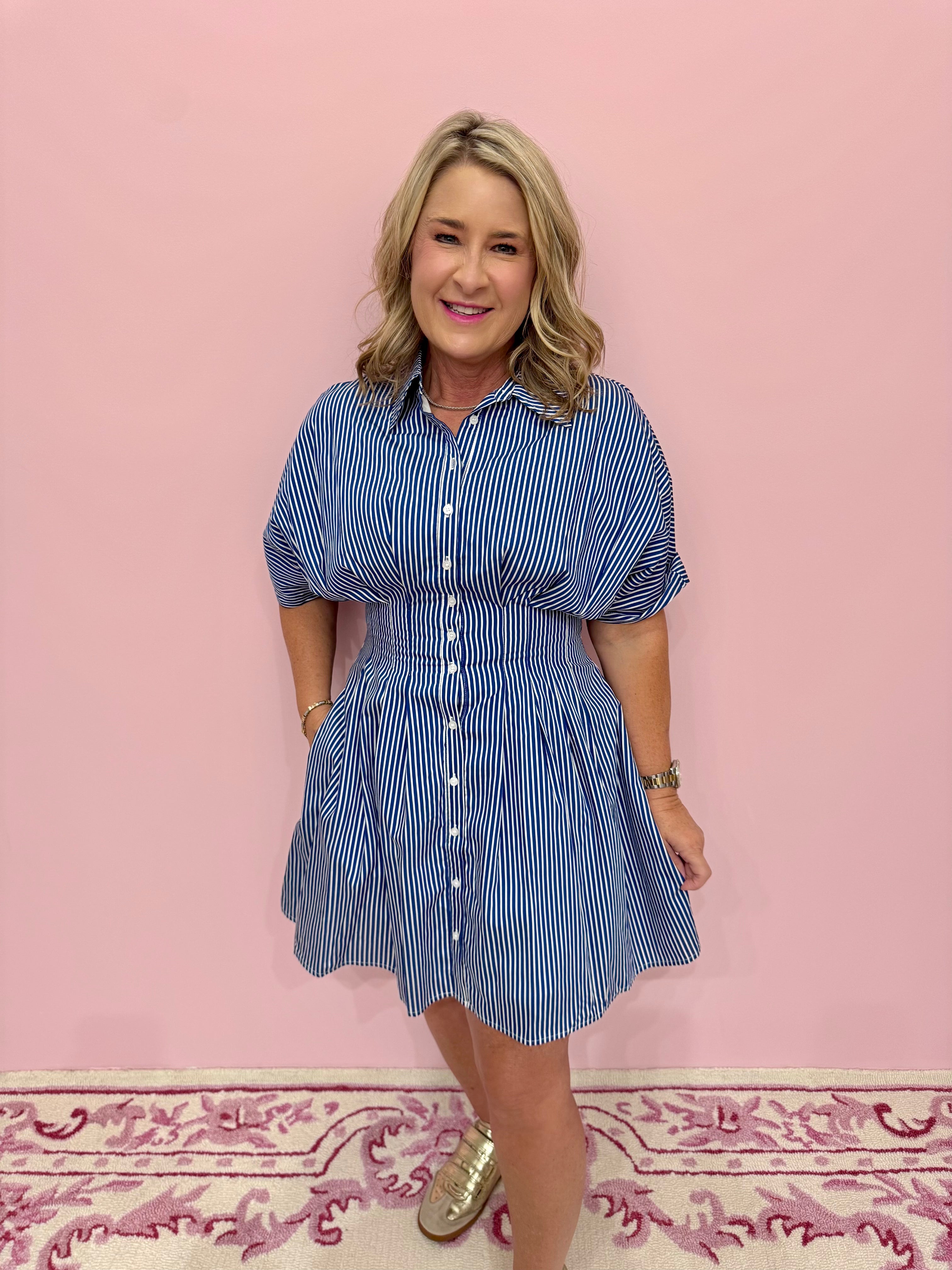 Kila Striped Pleated Mini Dress