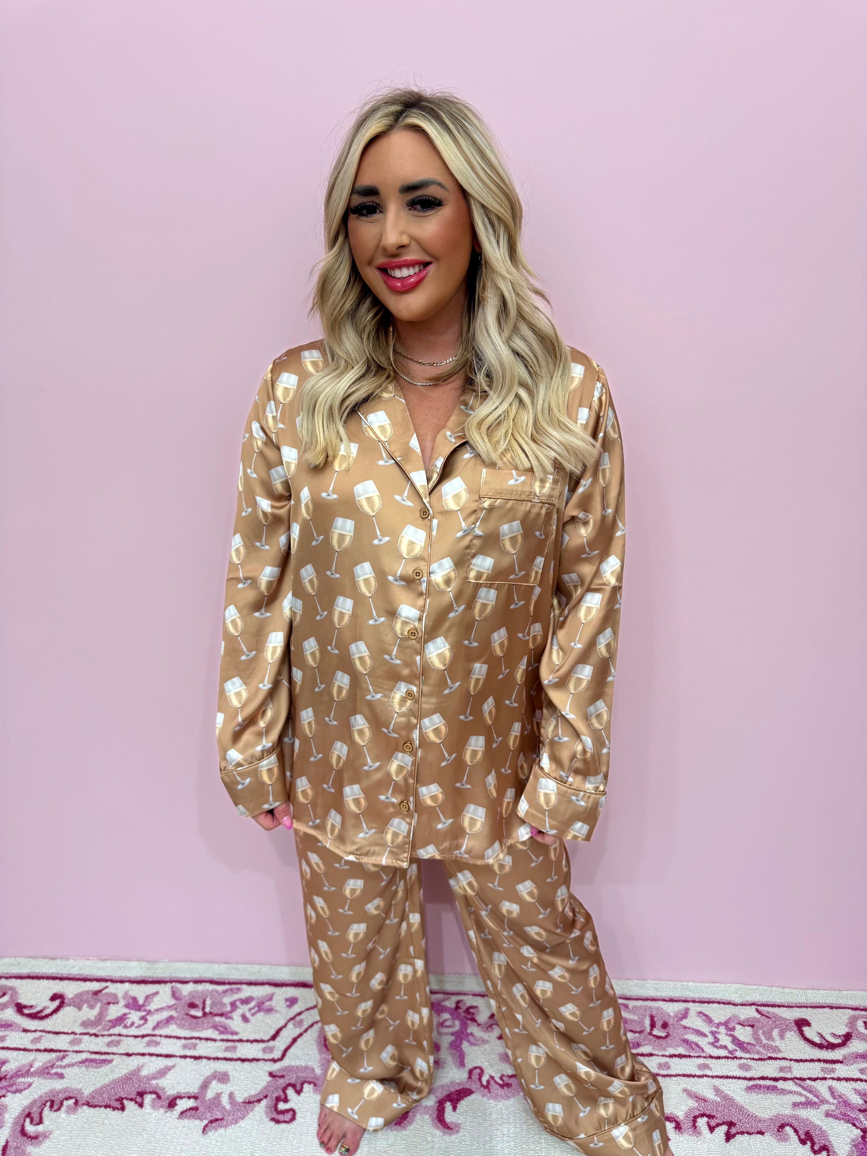 Classic PJ Set White Wine Silky - Show Me Your Mumu