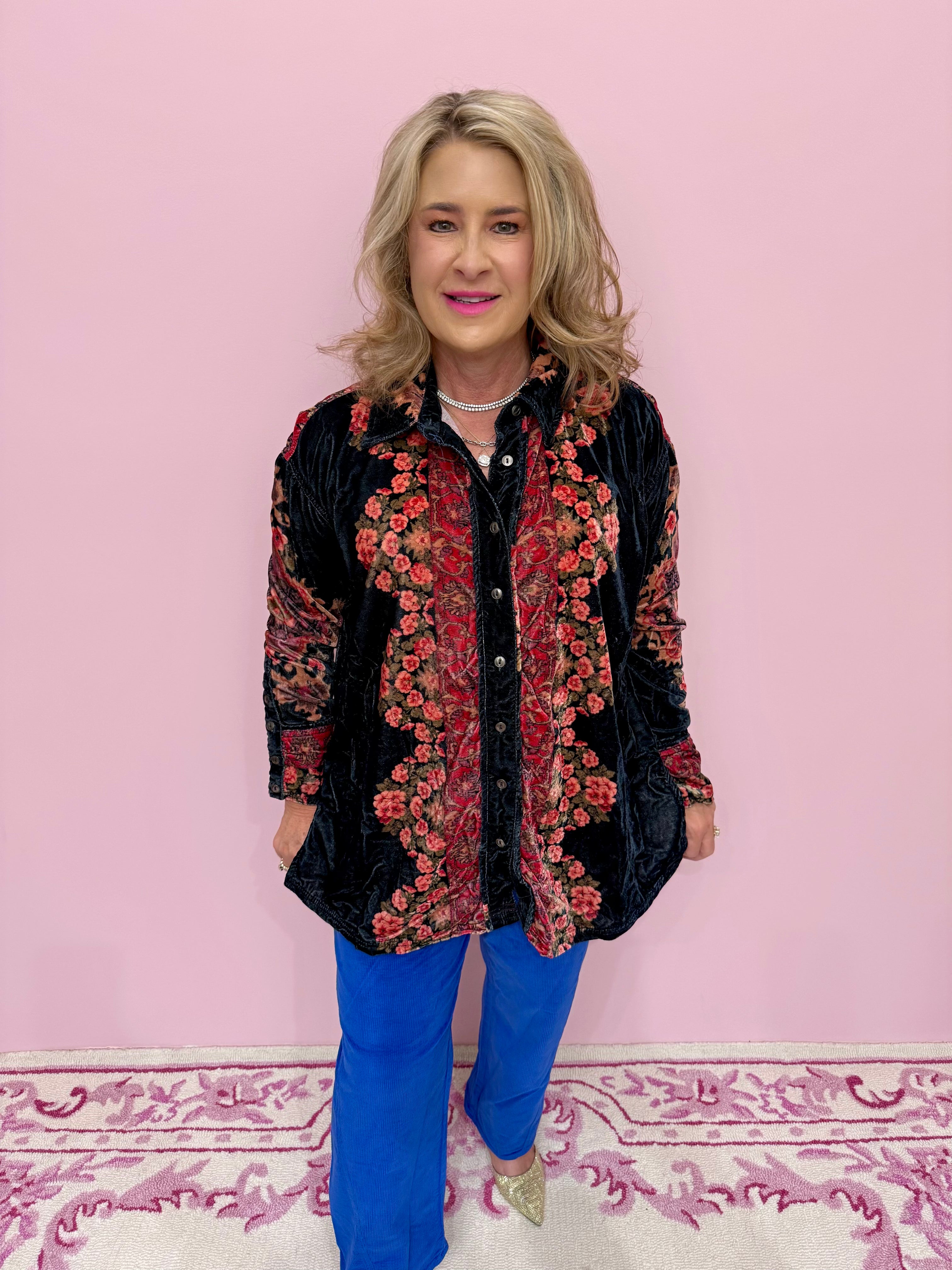 One Night Velvet Top- Night Owl Combo