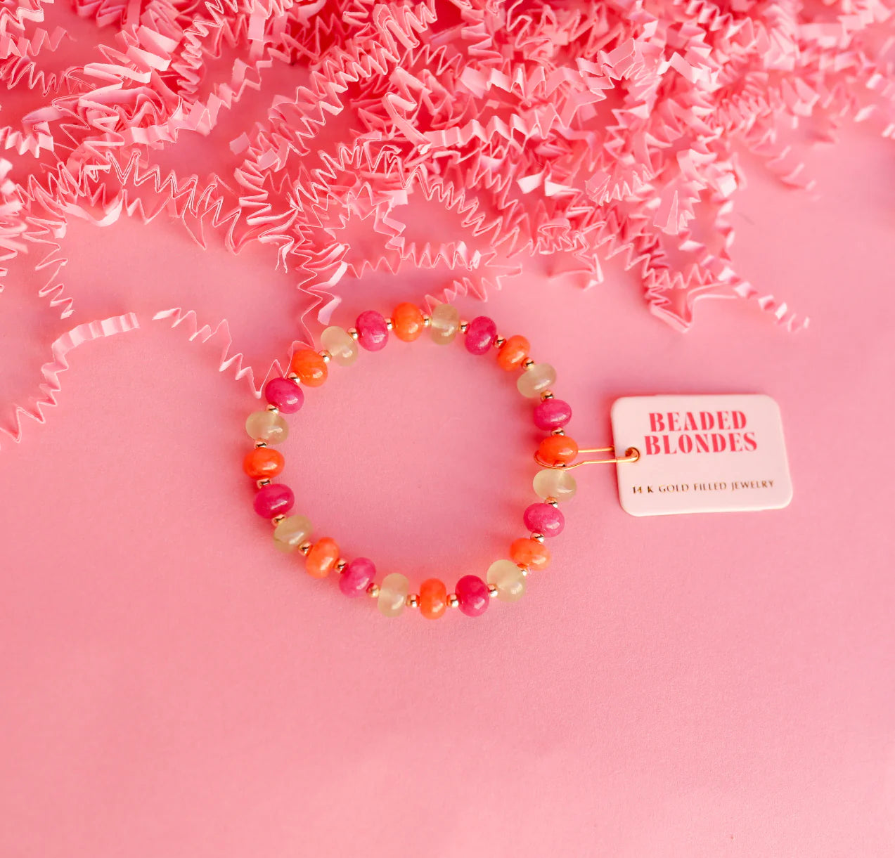 Magenta, Orange, & Green Gemstone Bracelet