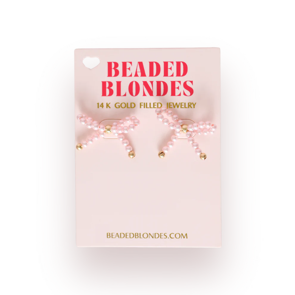 Pink Pearl Bow Earrings
