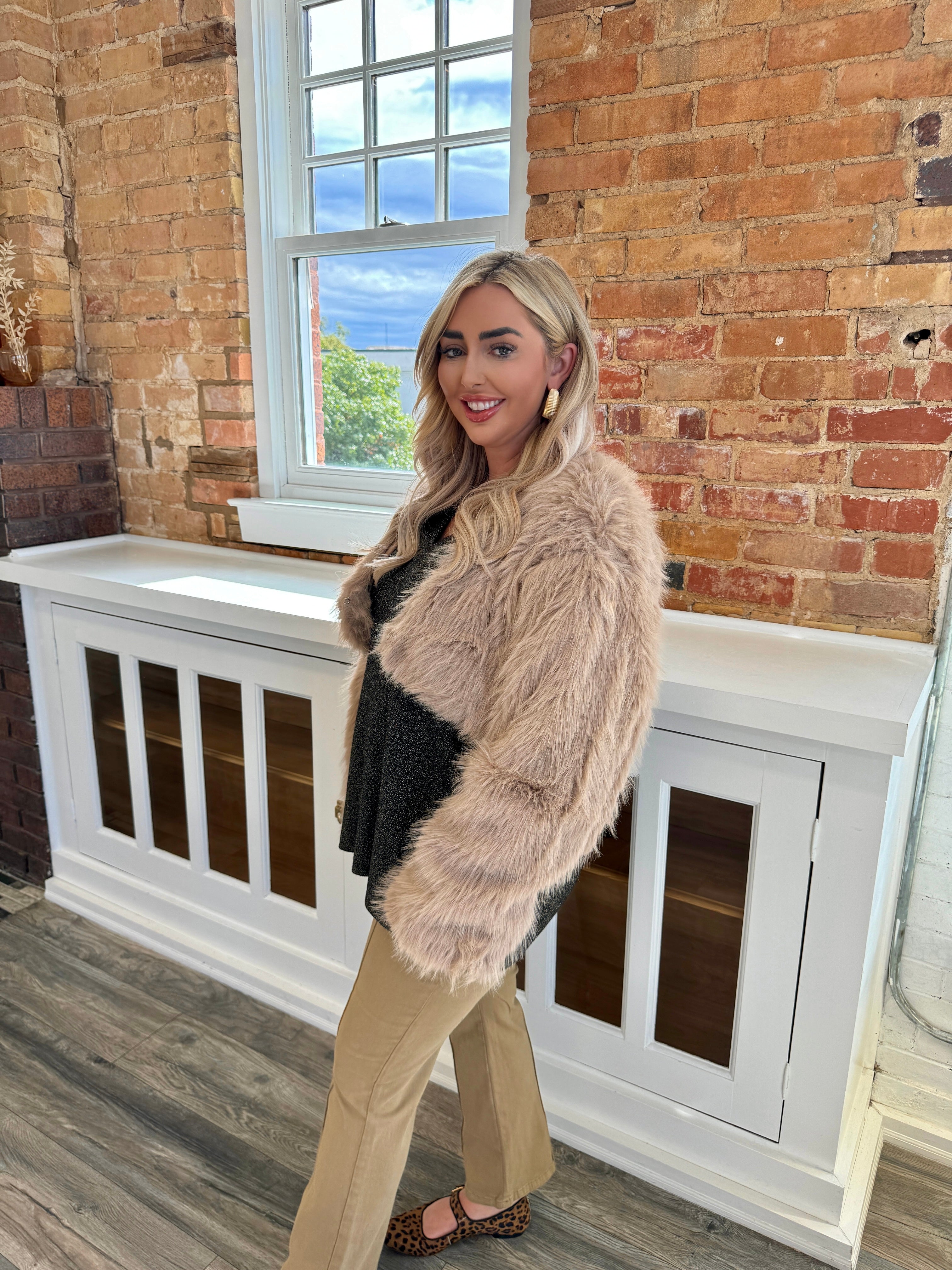 Ember Fur Jacket Taupe