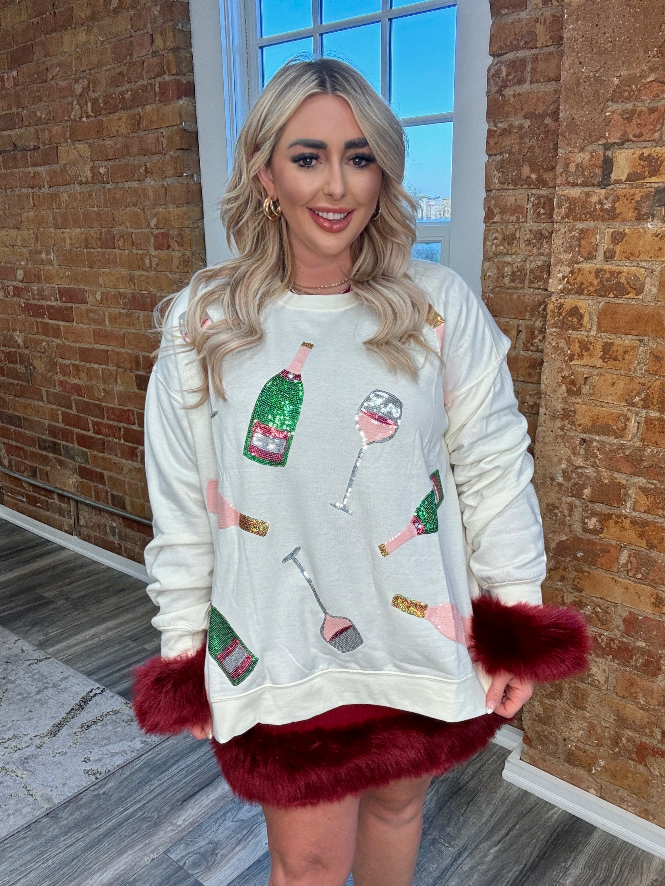 Holiday Sparkle Sweatshirt White