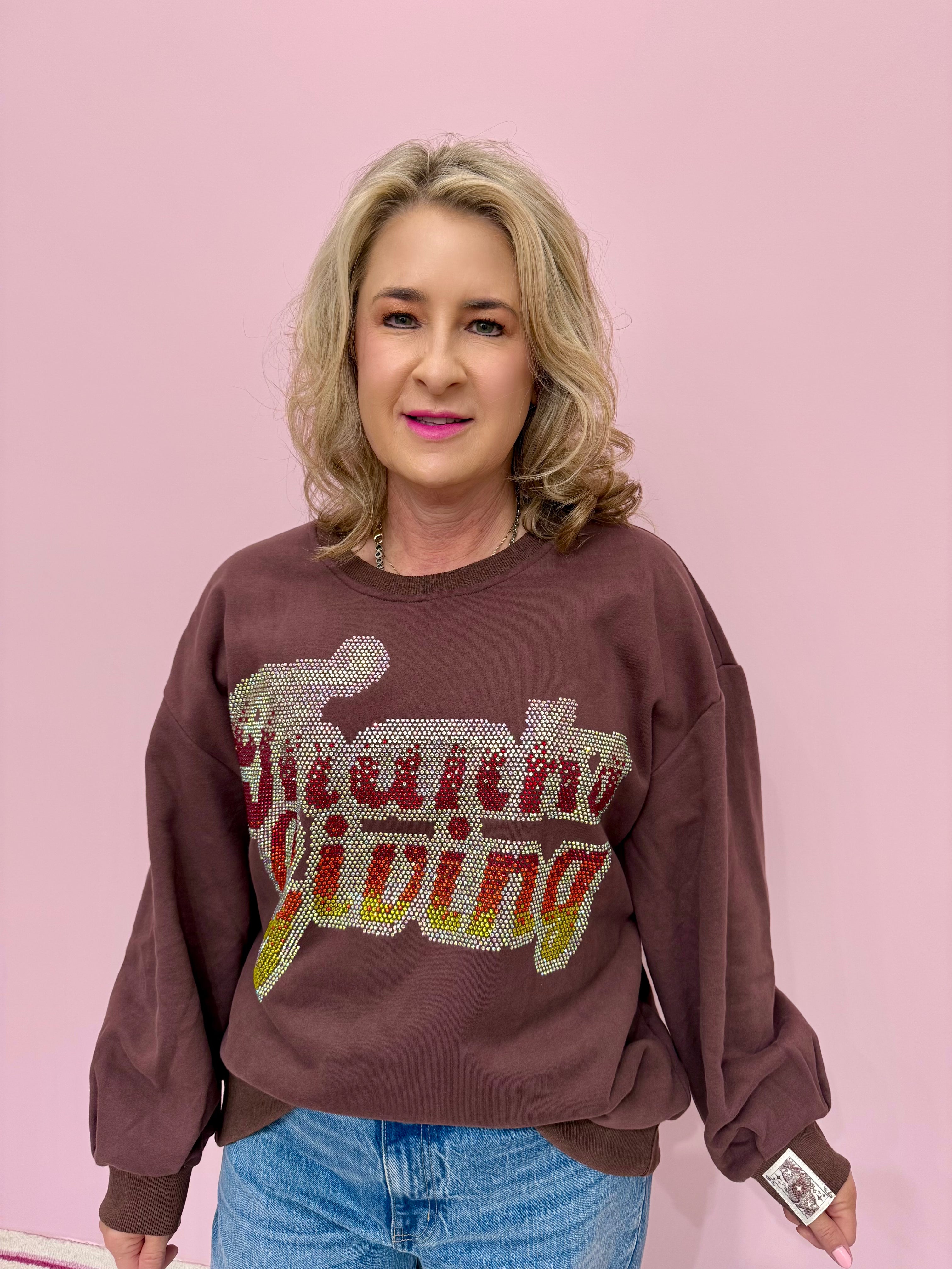 Brown Rhinestone 'Thanksgiving' Sweatshirt - Queen Of Sparkles