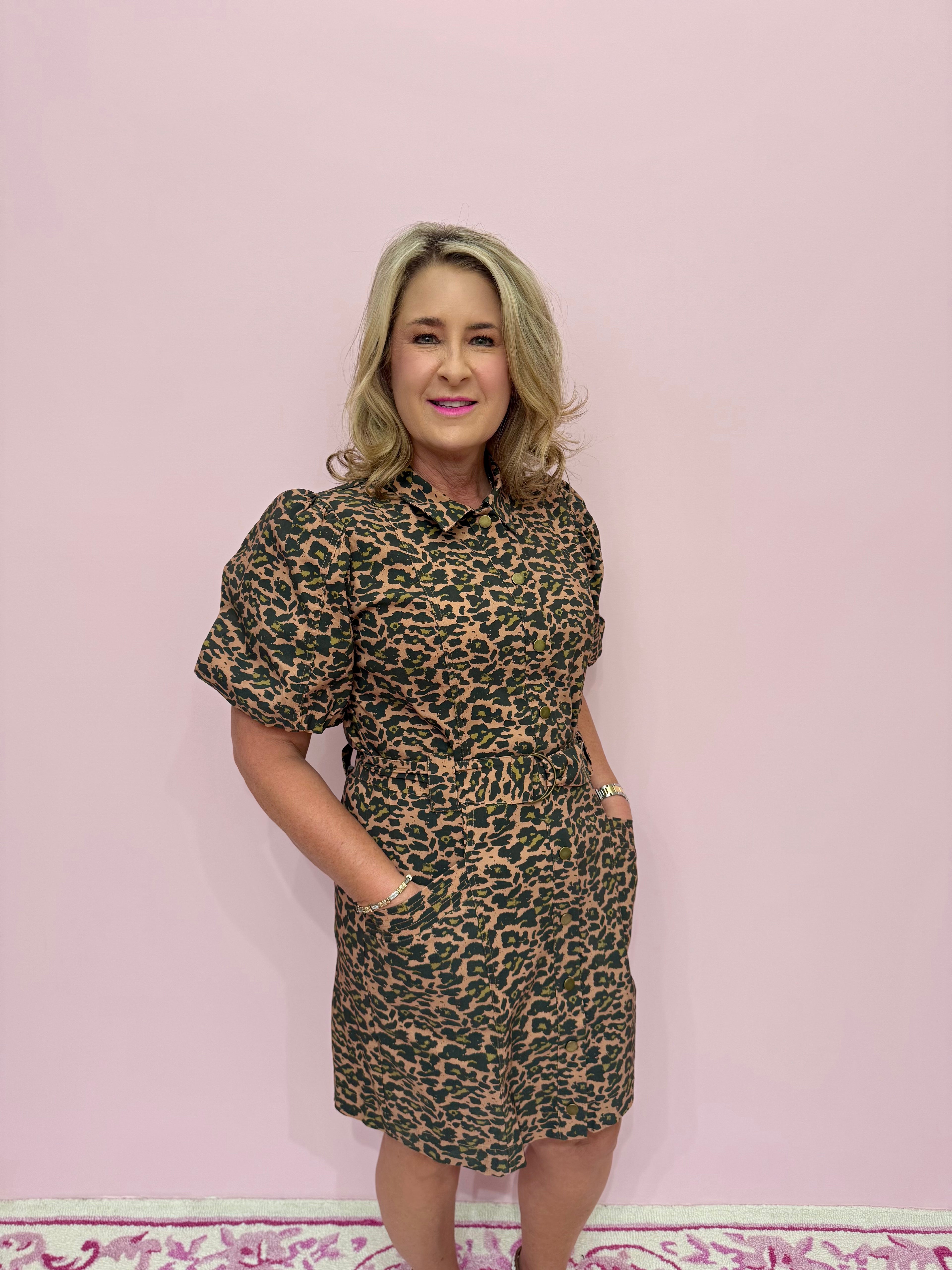 Sia Leopard Belted Dress