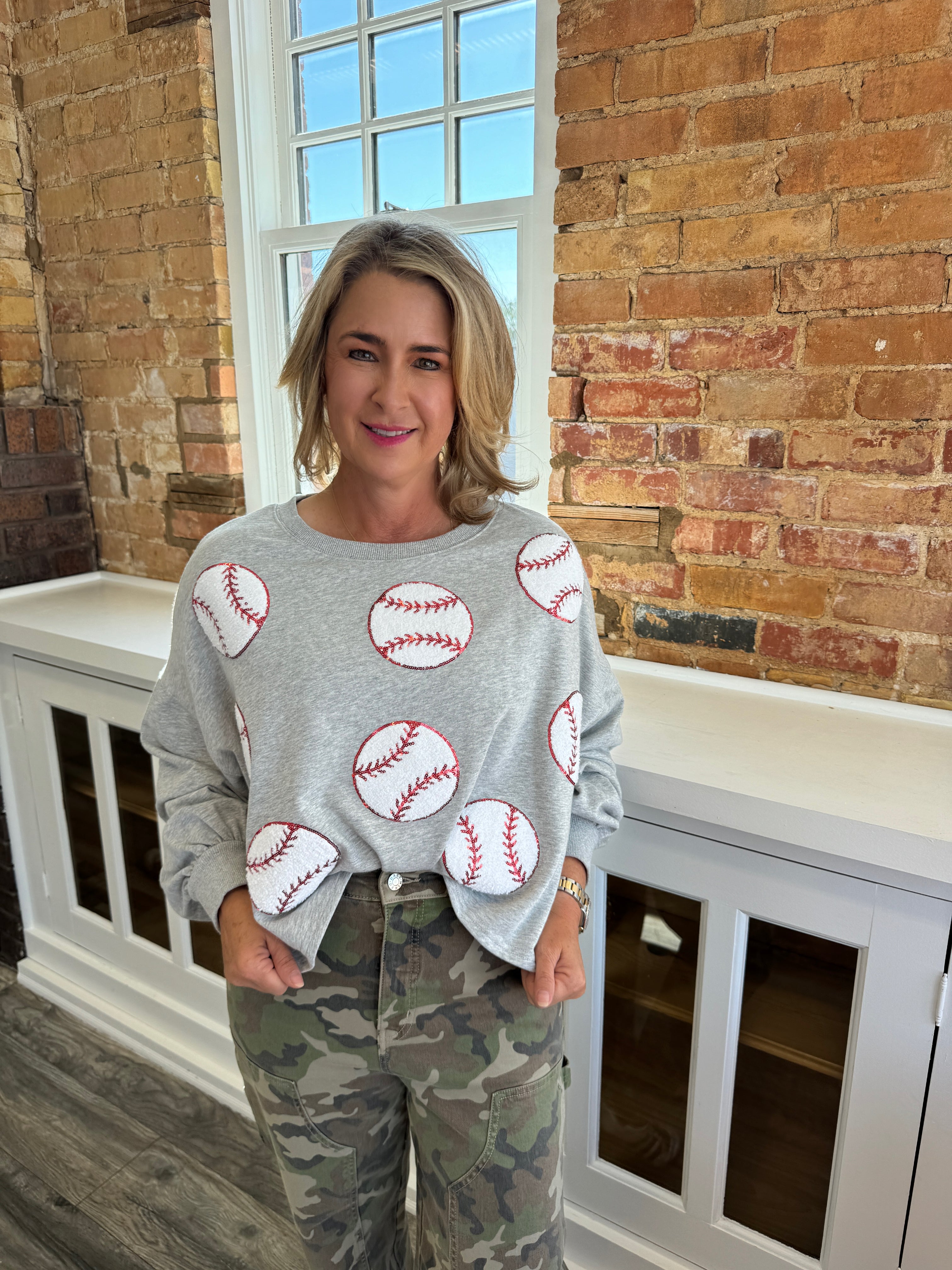 Terry Baseball Sequins Sweatshirt