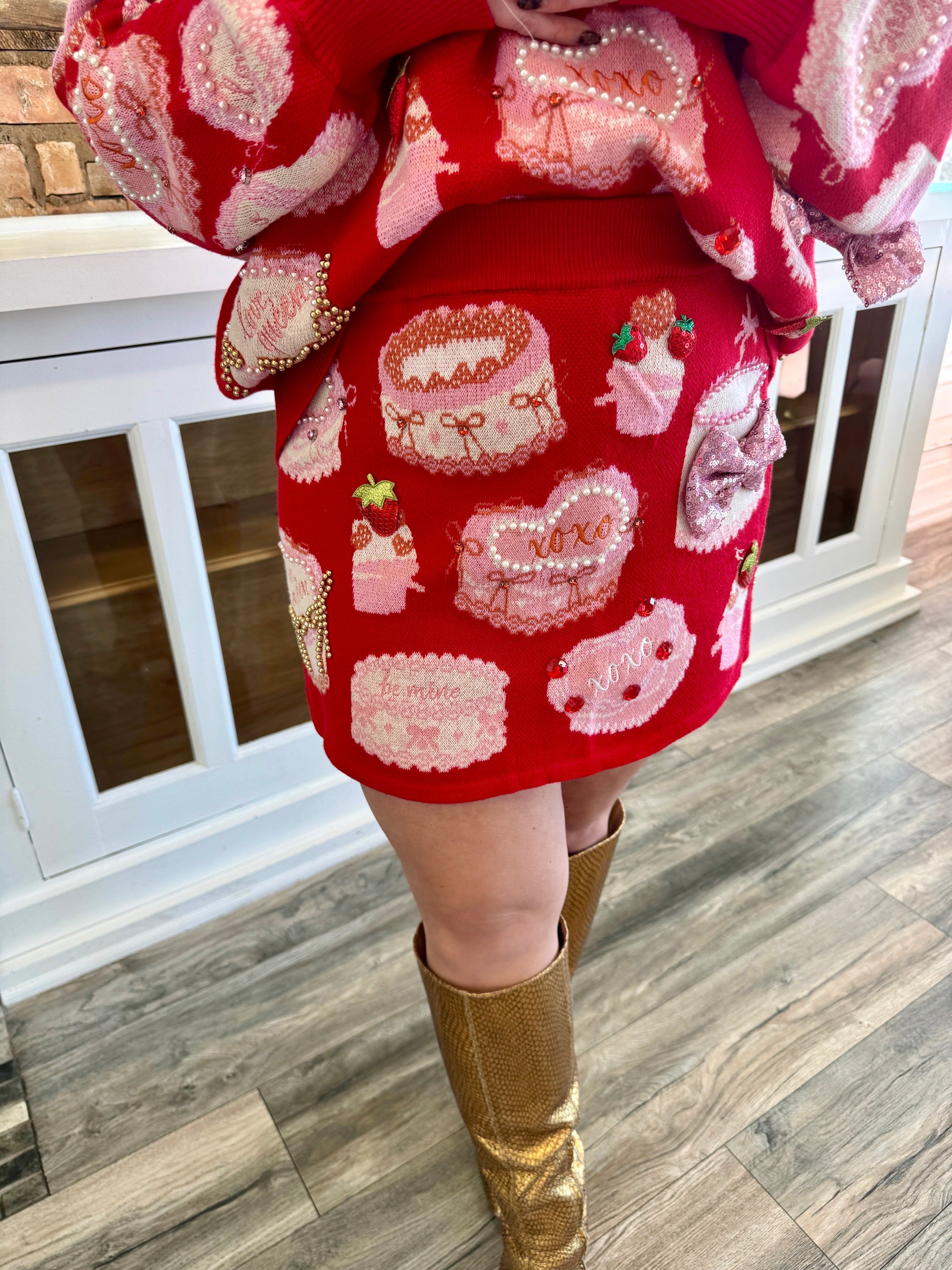 Red Cakes & Pastries Skirt