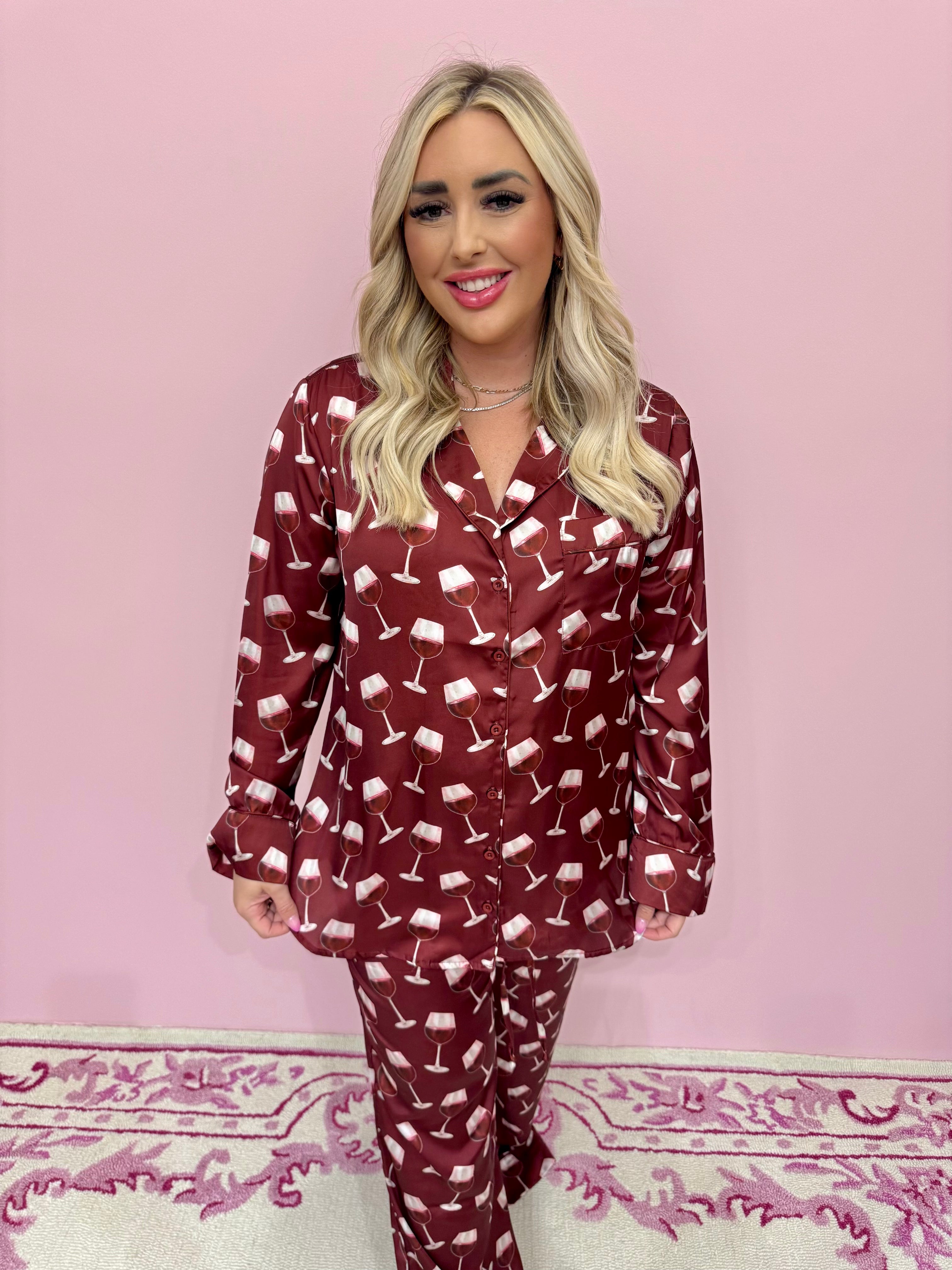 Classic PJ Set Red Wine Silky - Show Me Your Mumu
