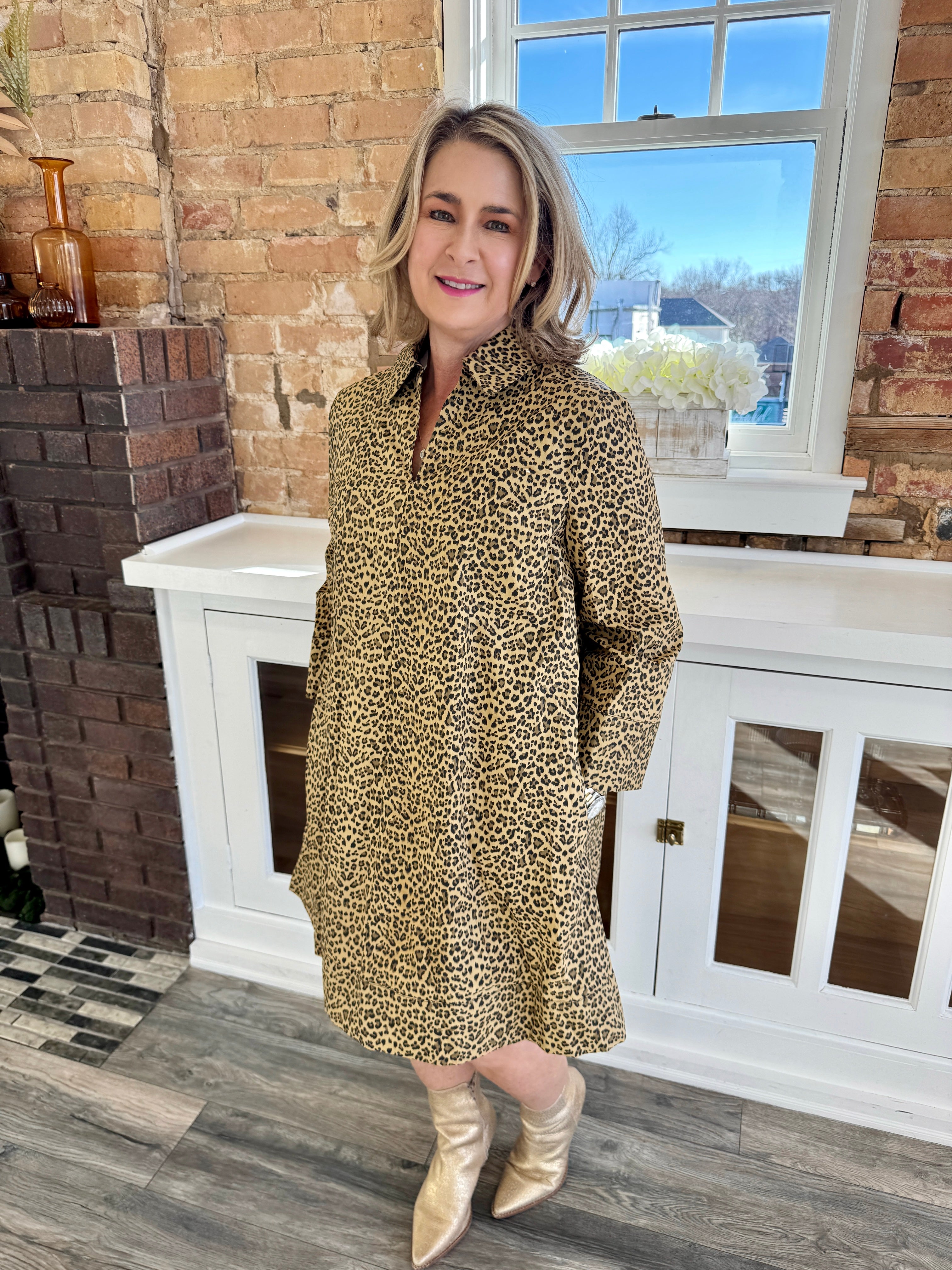 Leopard Collar Mini Dress