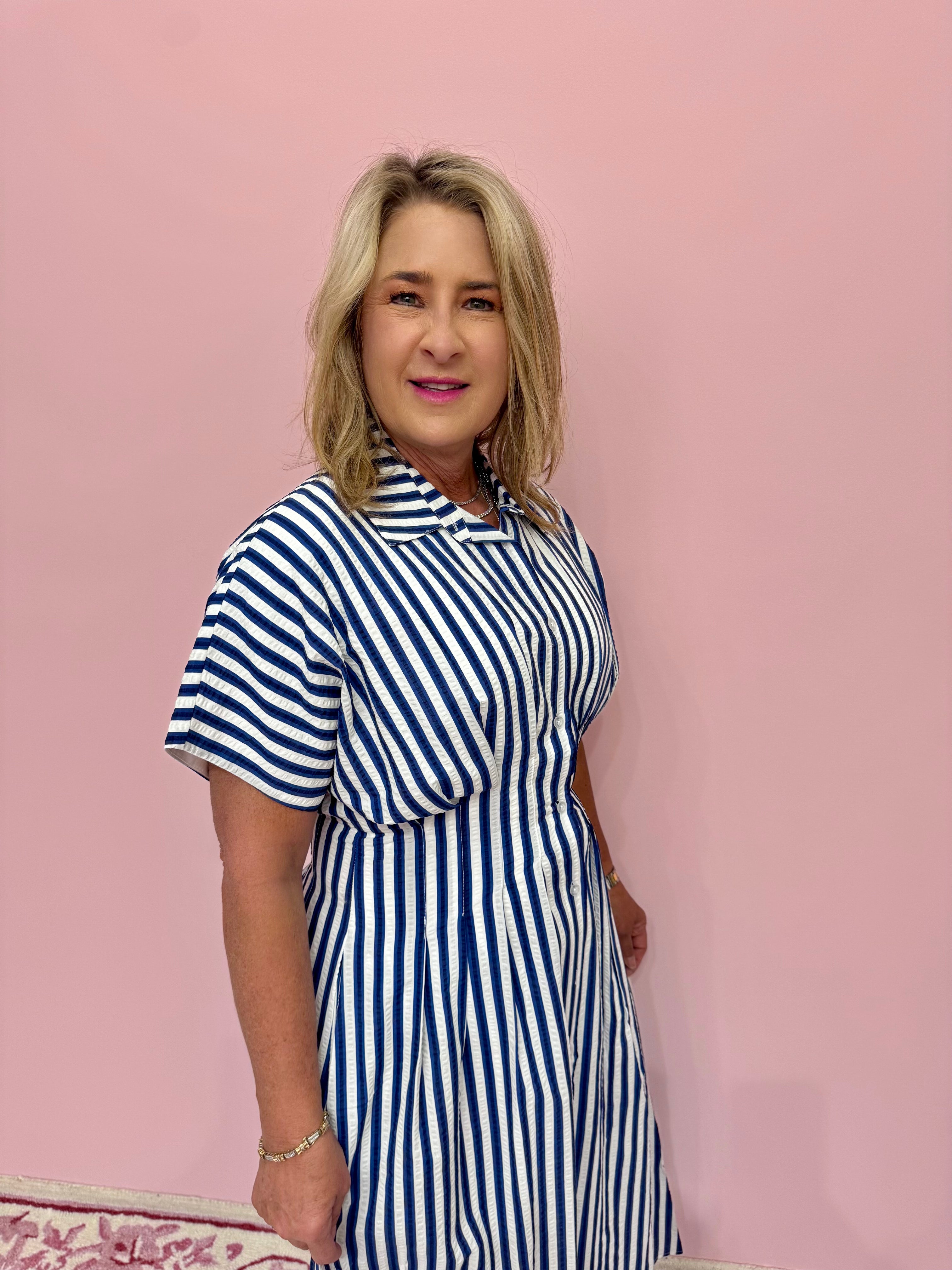 Striped Button Up Maxi Dress