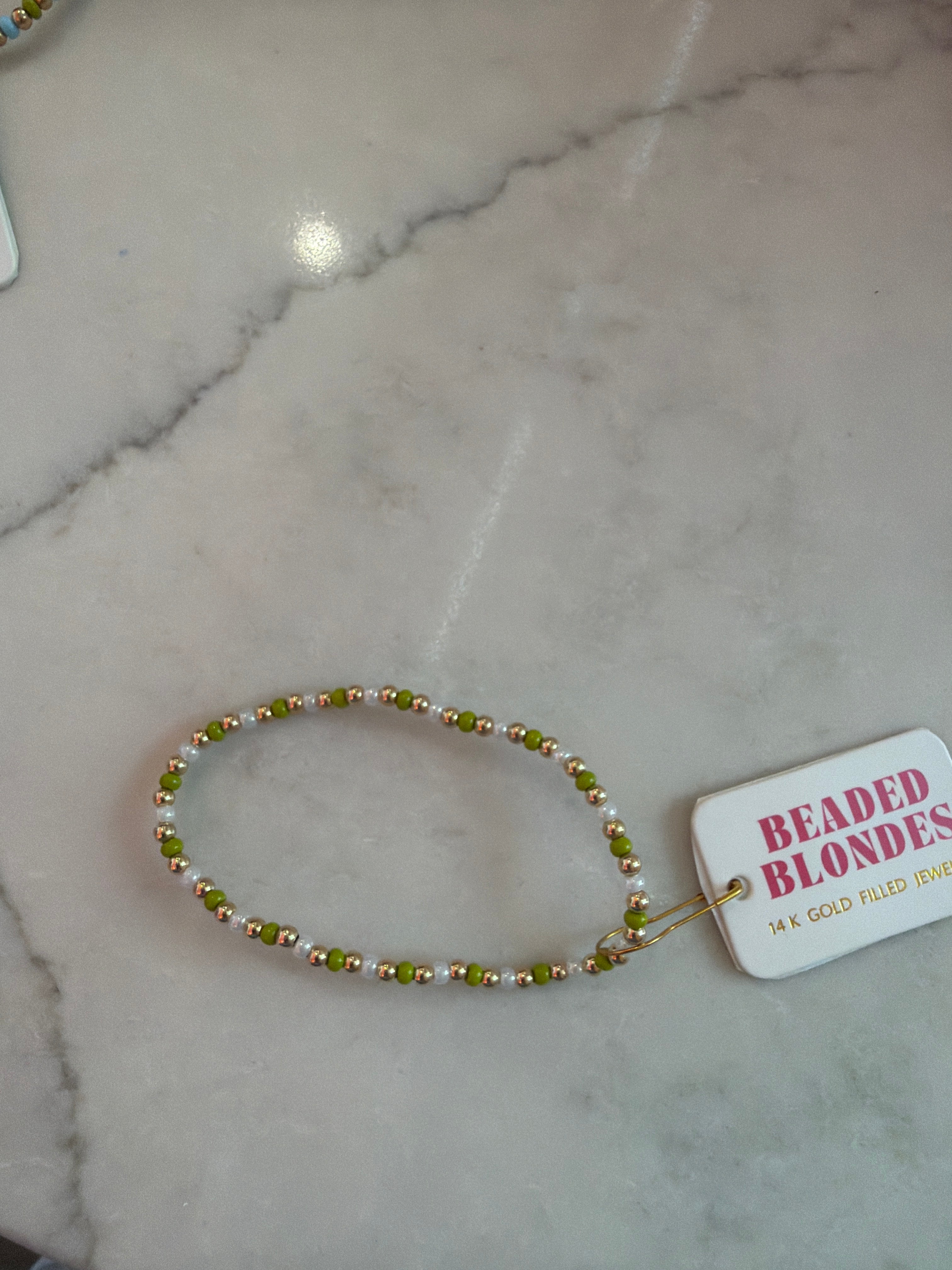 Demi Bracelet- Lime Green and White