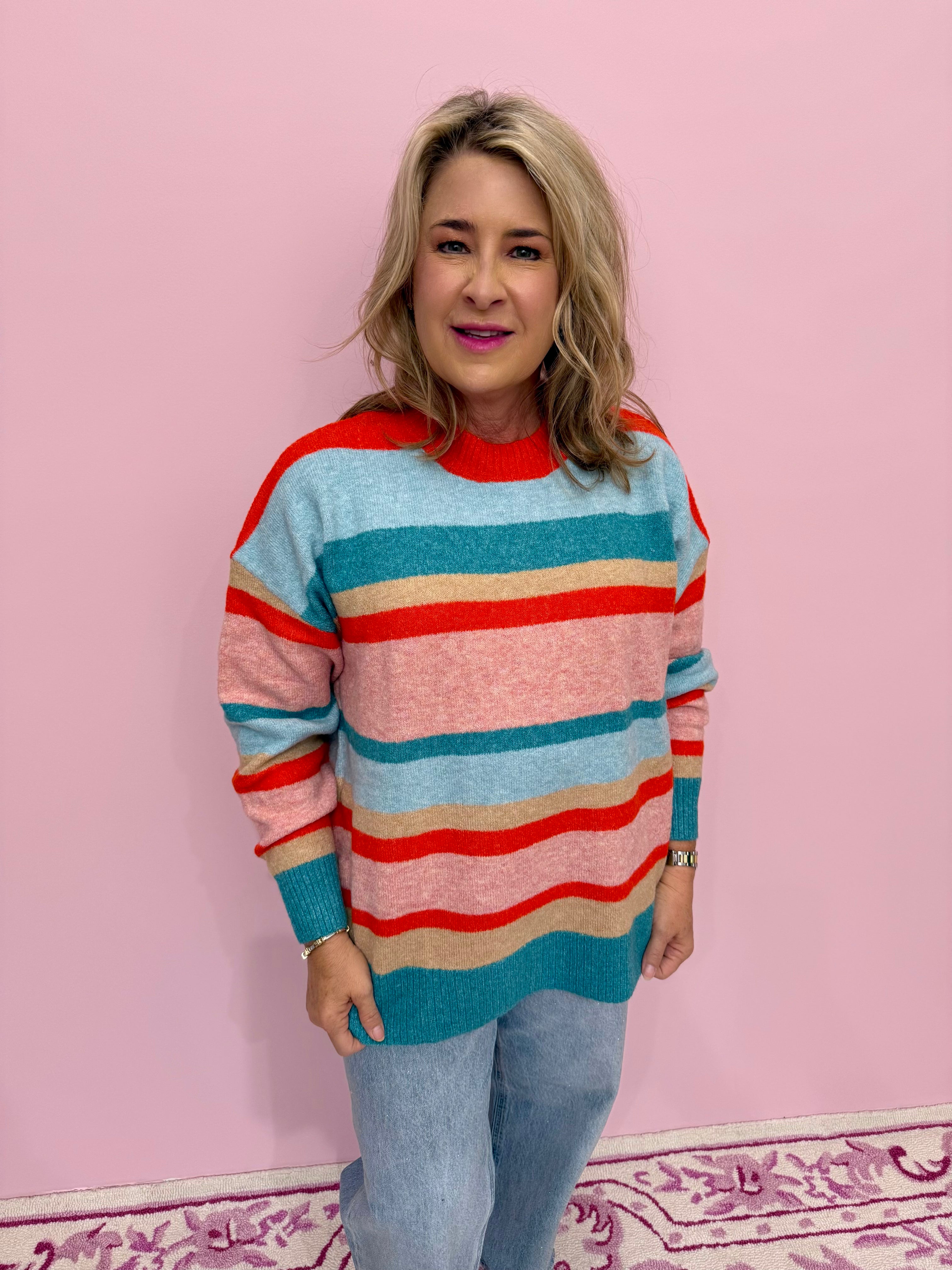 Sylas Striped Sweater Blue & Orange