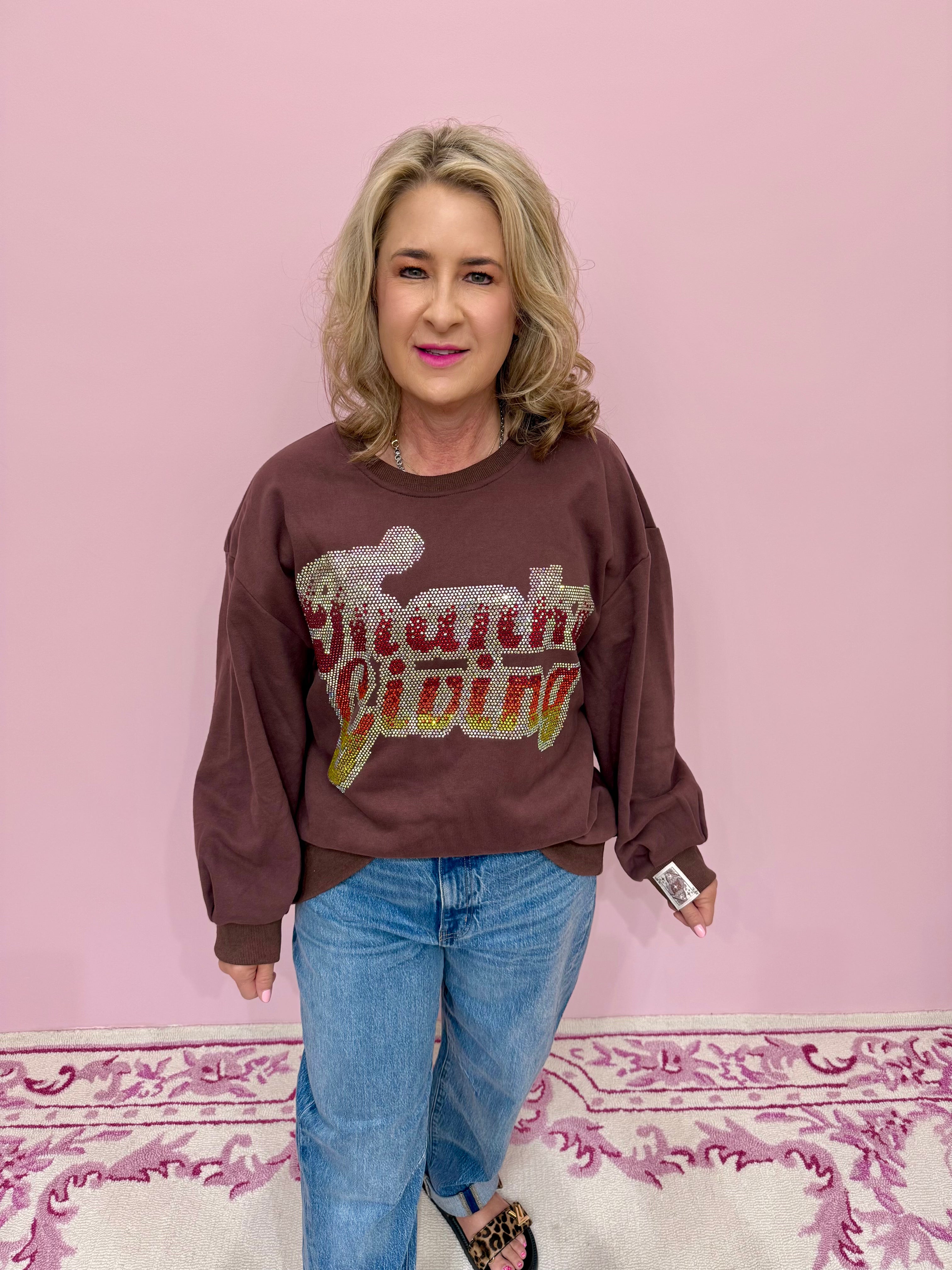 Brown Rhinestone 'Thanksgiving' Sweatshirt - Queen Of Sparkles