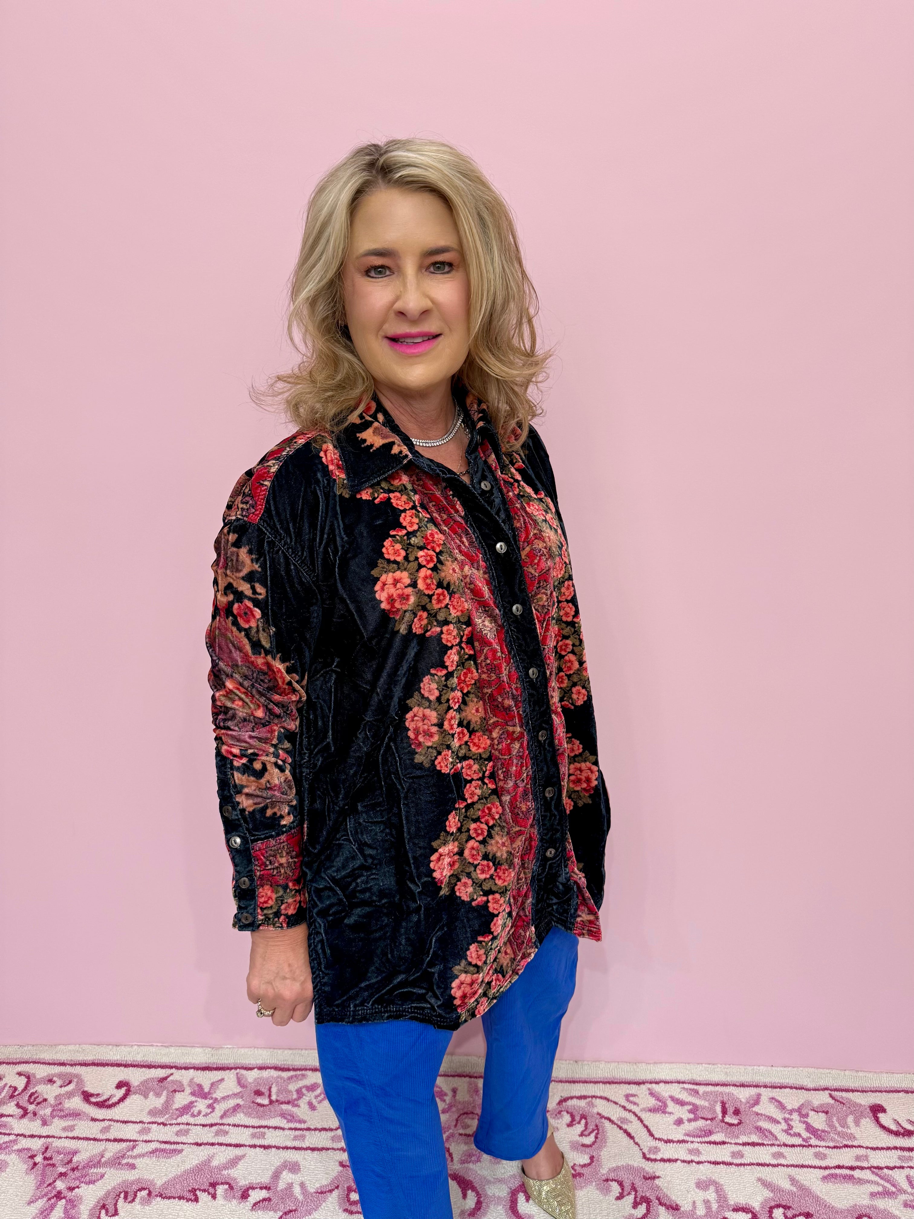 One Night Velvet Top- Night Owl Combo