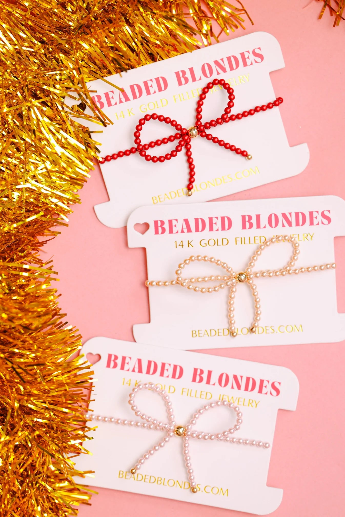 Champagne Pearl Bow - Beaded Blondes