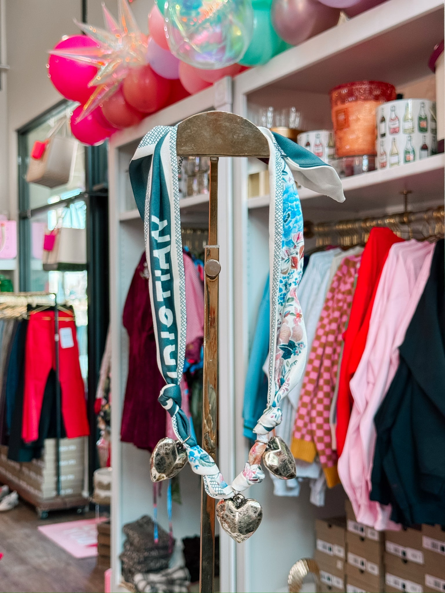 Scarf Necklace Triple Heart