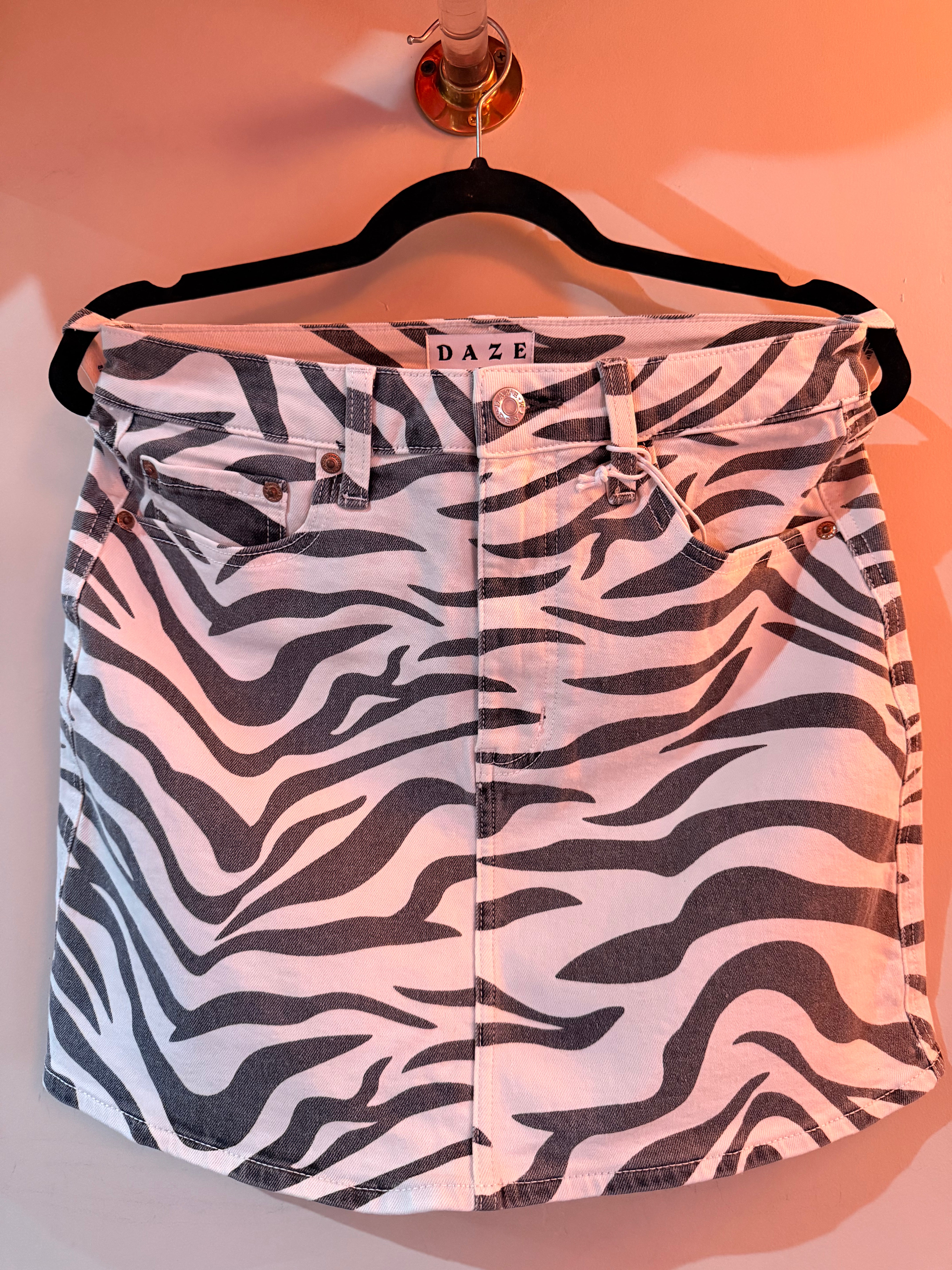 Stash Zebra Mini Skirt High Waisted