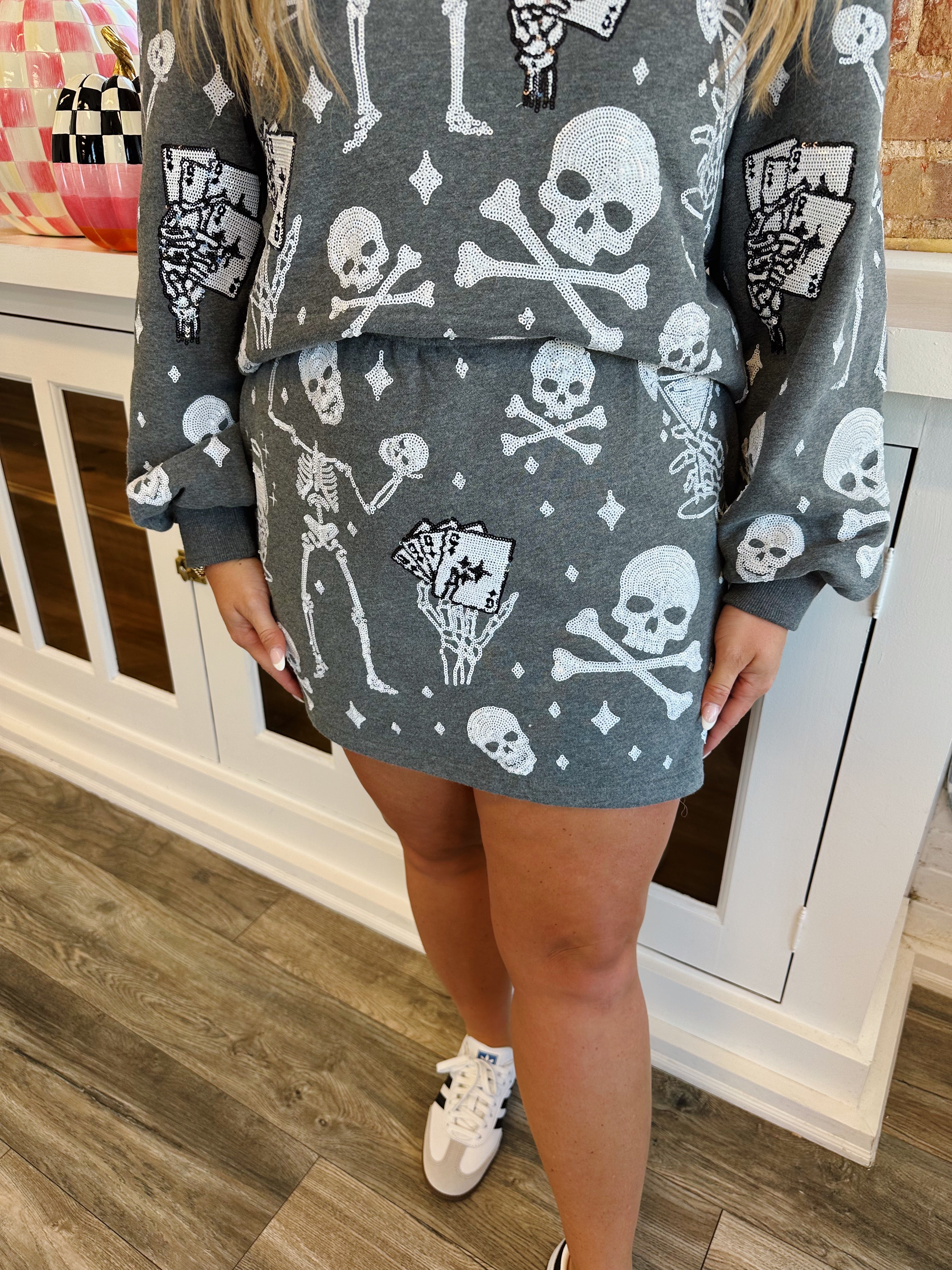 Skull & Crossbones & Cards Skort