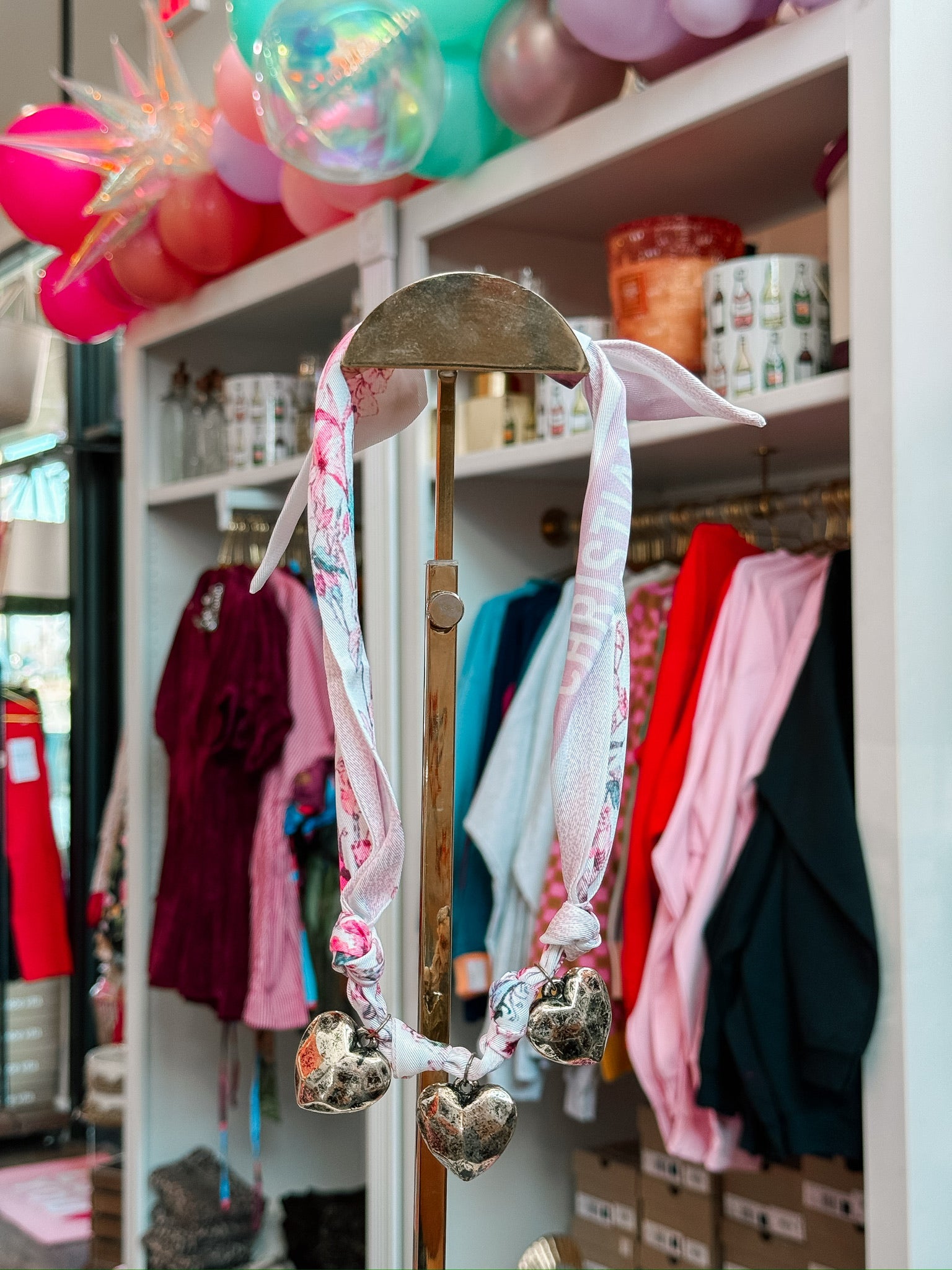 Scarf Necklace Triple Heart