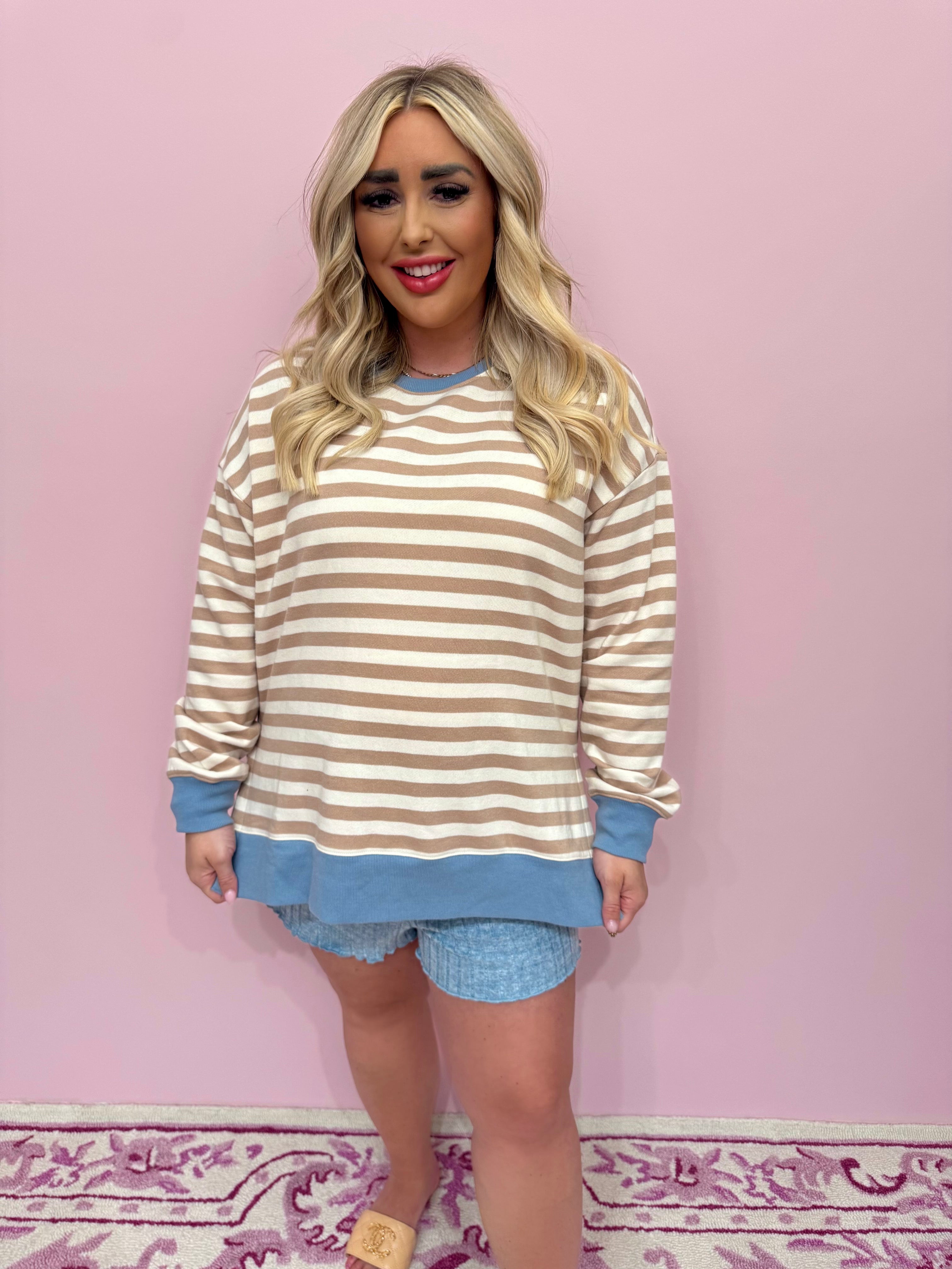 Layer Up Stripe Sweatshirt Evening Sand