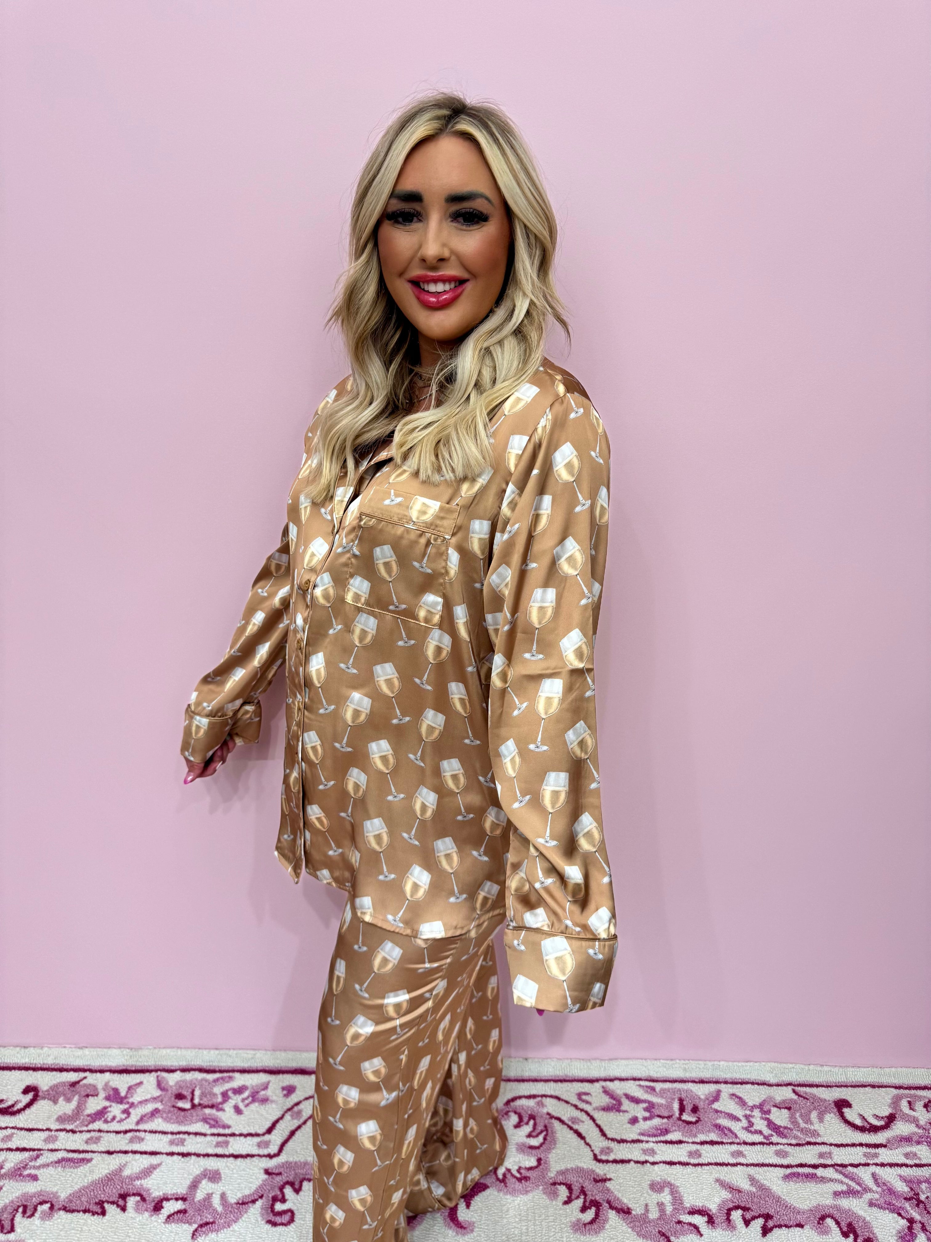 Classic PJ Set White Wine Silky - Show Me Your Mumu