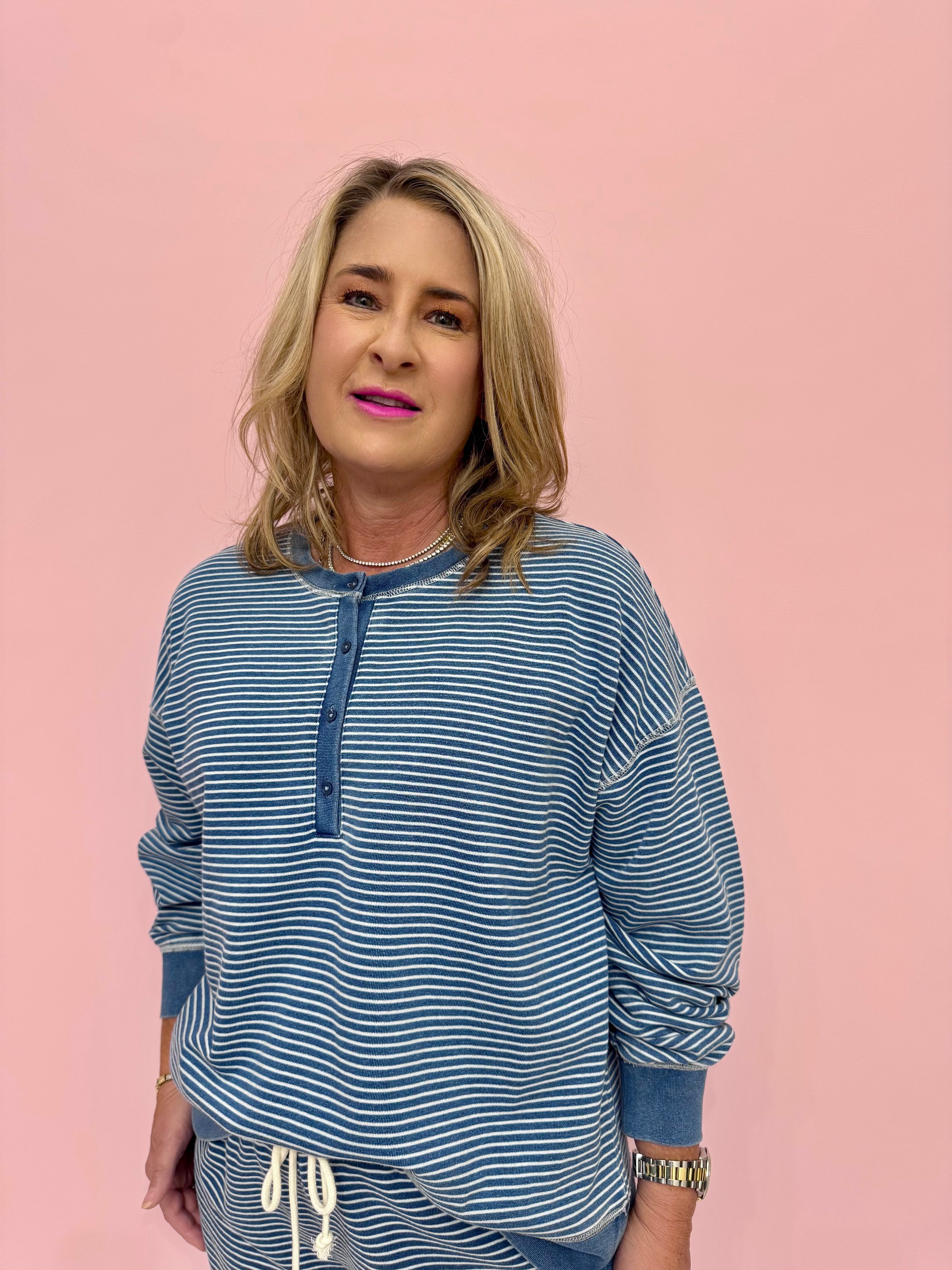 Apollo Striped Sweatshirt Vintage Indigo