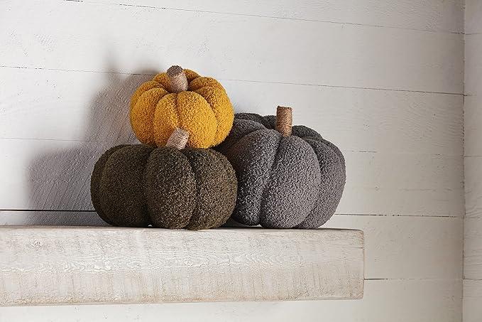 Large Shearling Fabric Pumpkin