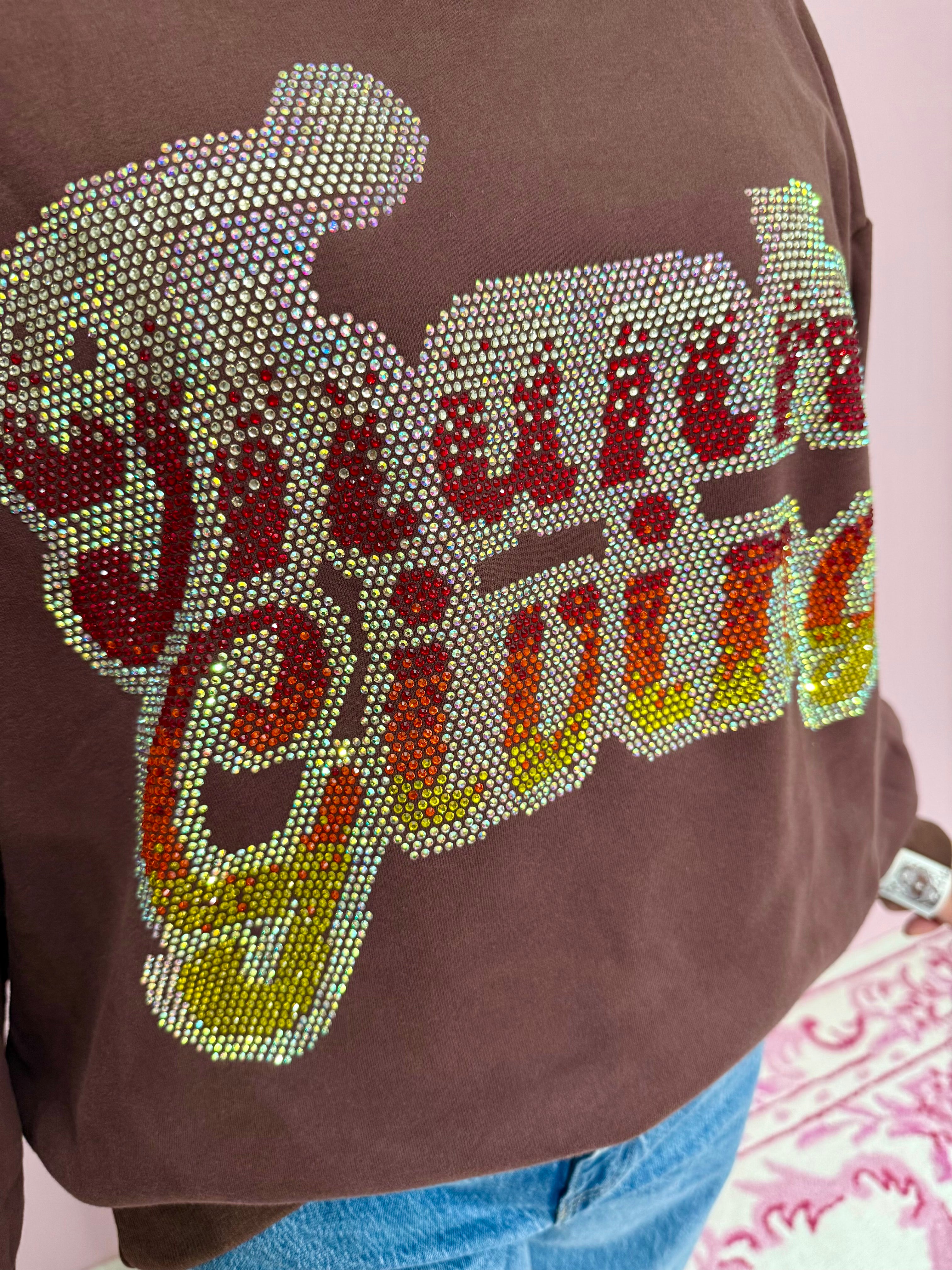 Brown Rhinestone 'Thanksgiving' Sweatshirt - Queen Of Sparkles
