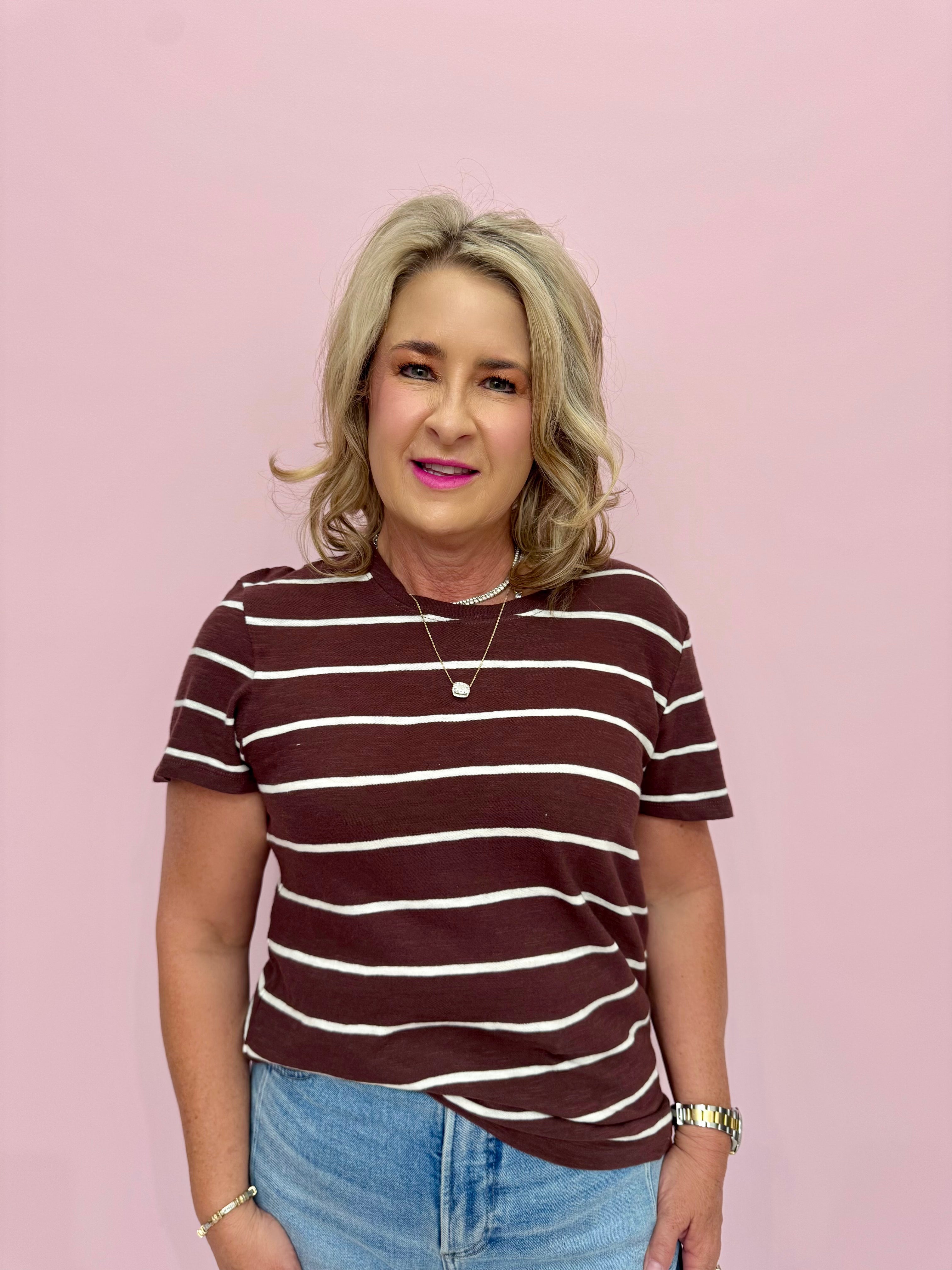 Foundation Stripe Tee Sandalwood