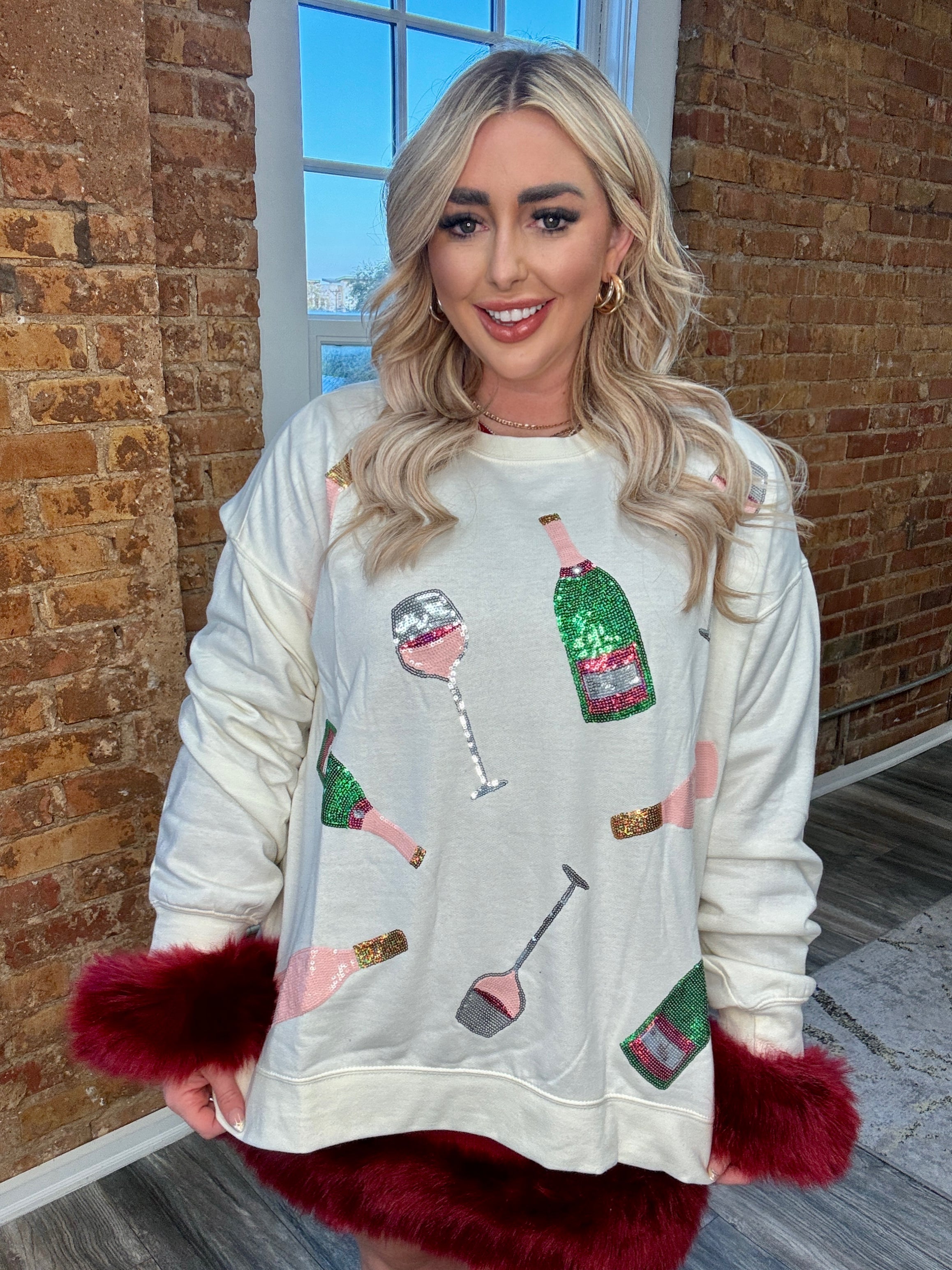 Holiday Sparkle Sweatshirt White