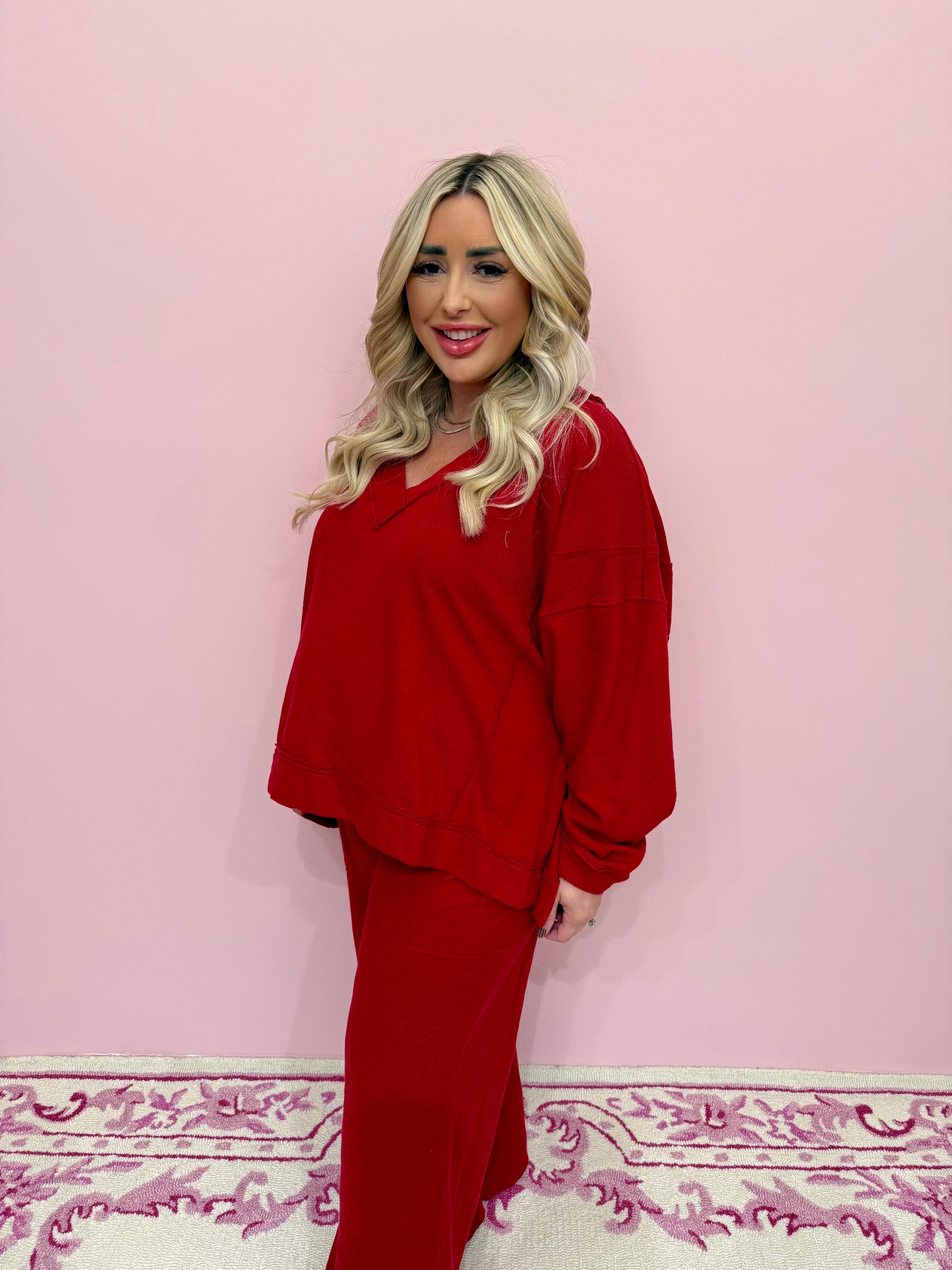 Staycation Deep Cherry Lounge Pant - Free People