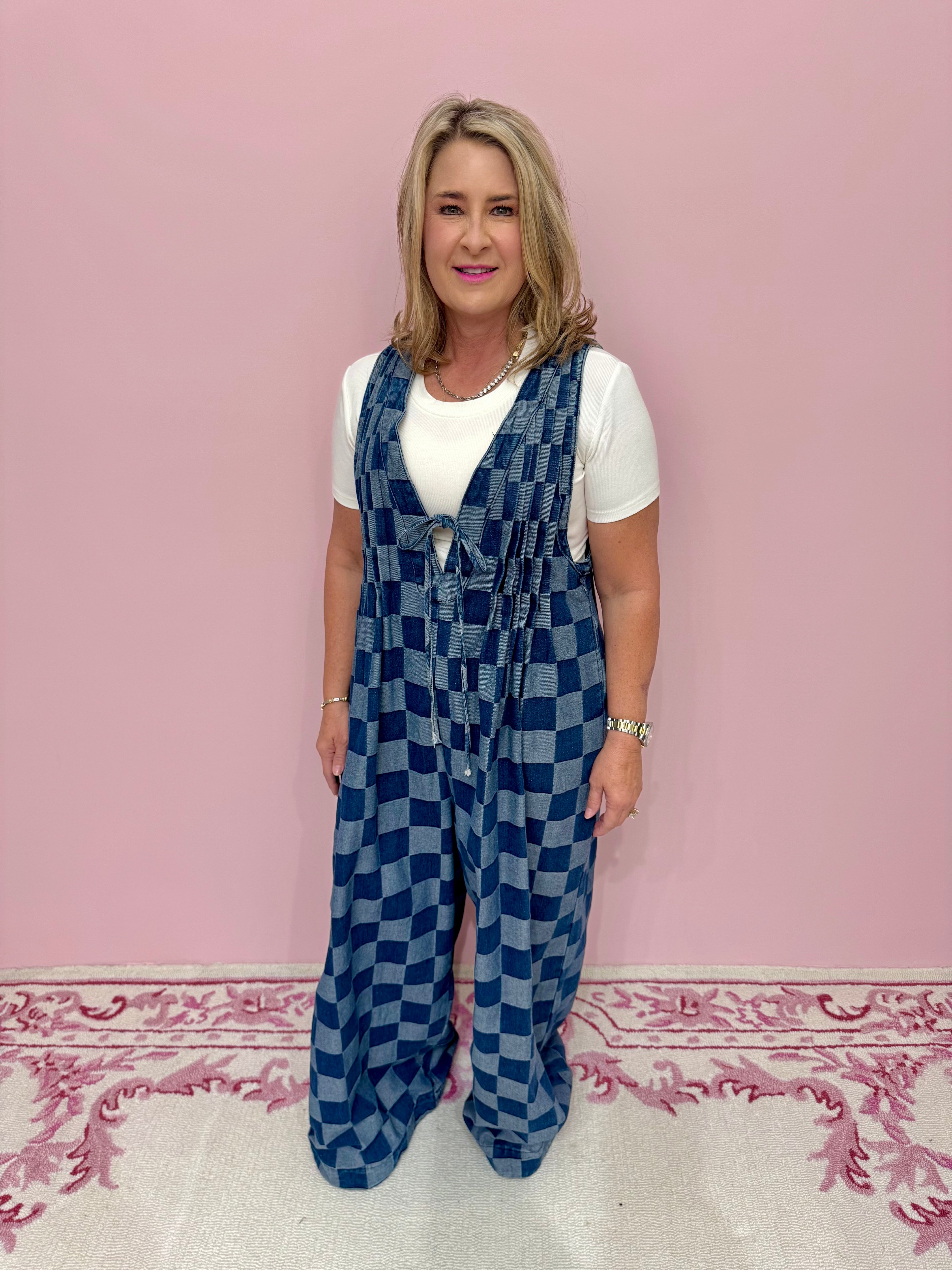 Gingham Denim Jumpsuit