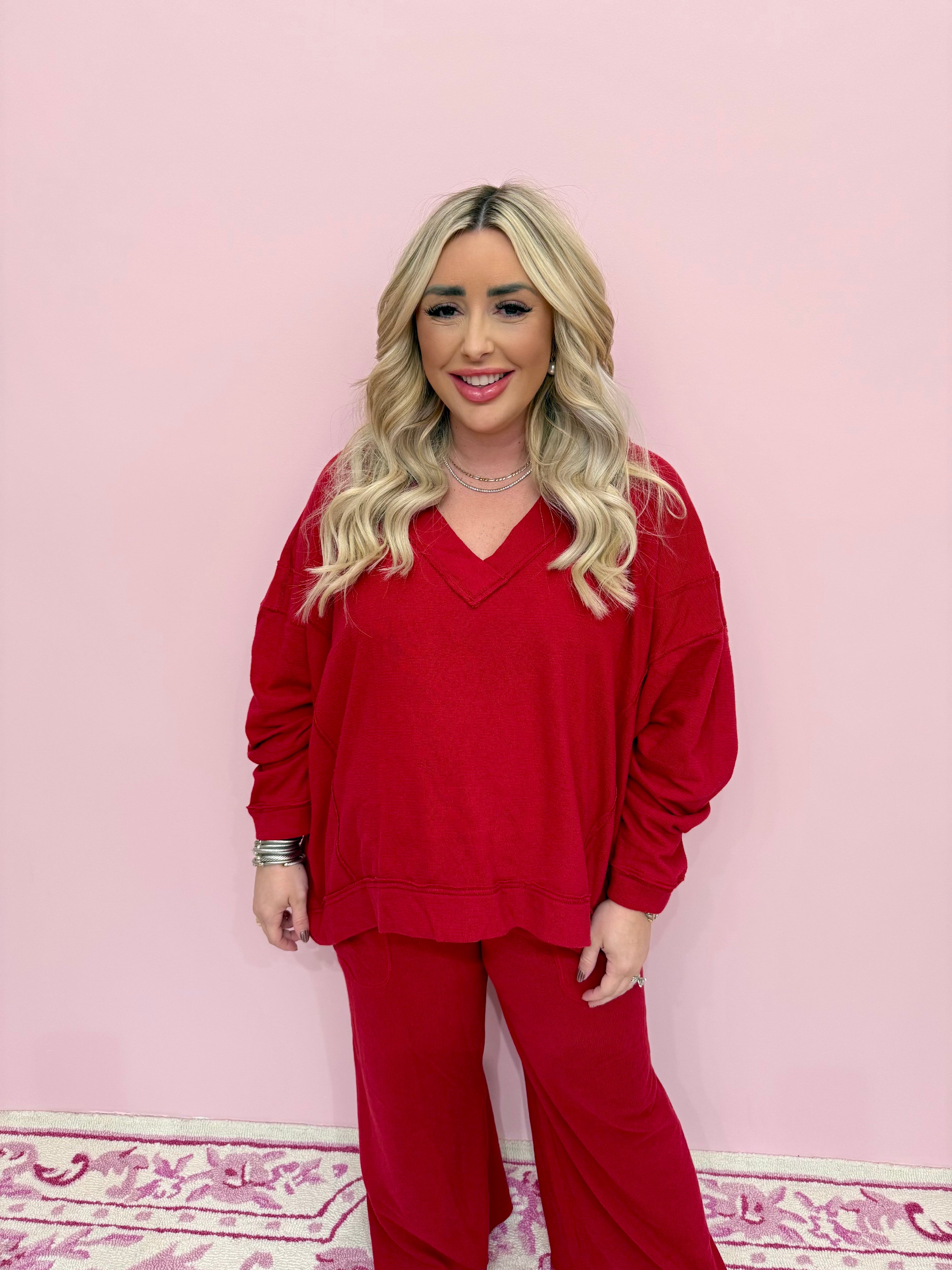 Staycation Deep Cherry Pullover