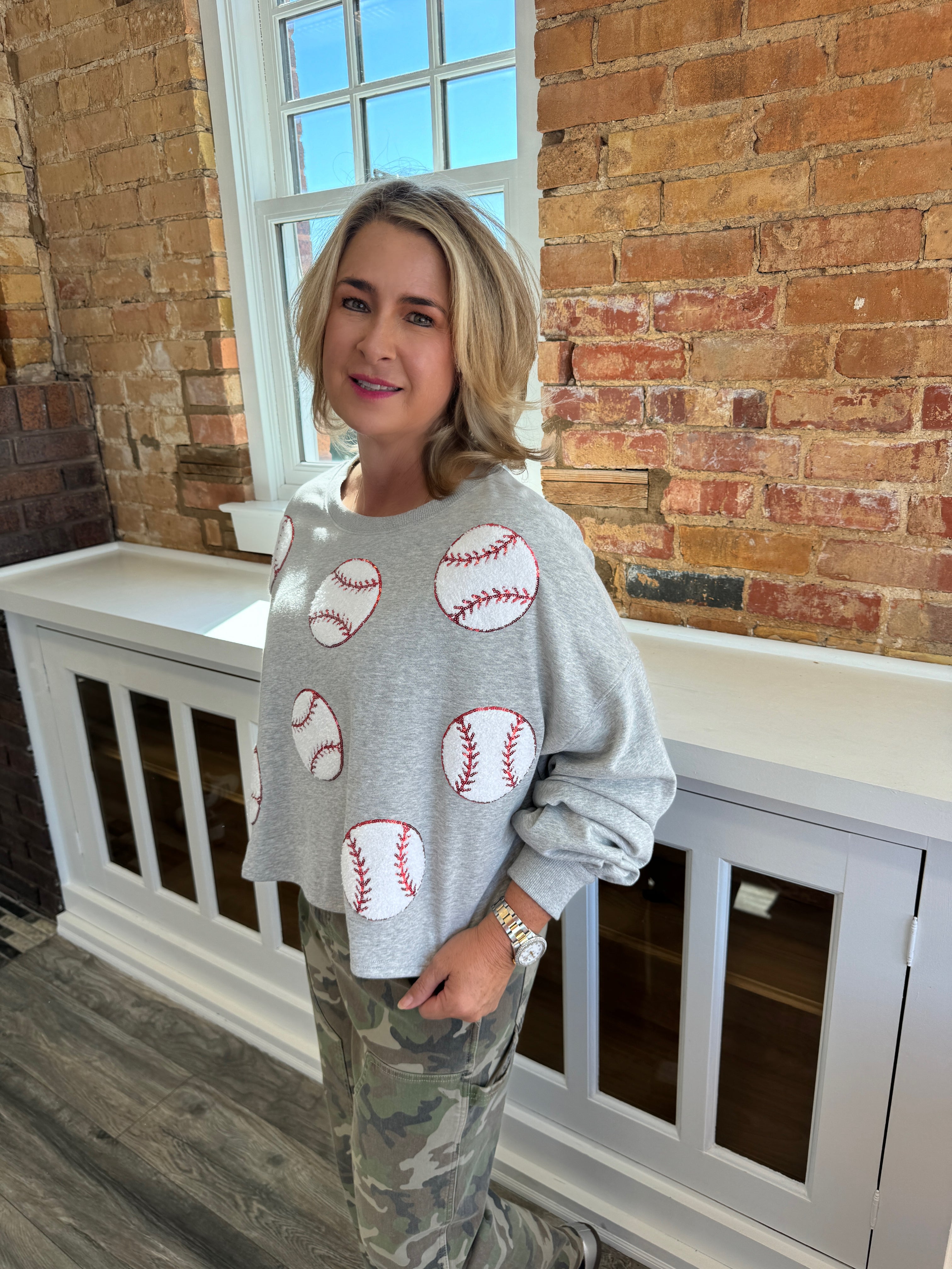 Terry Baseball Sequins Sweatshirt