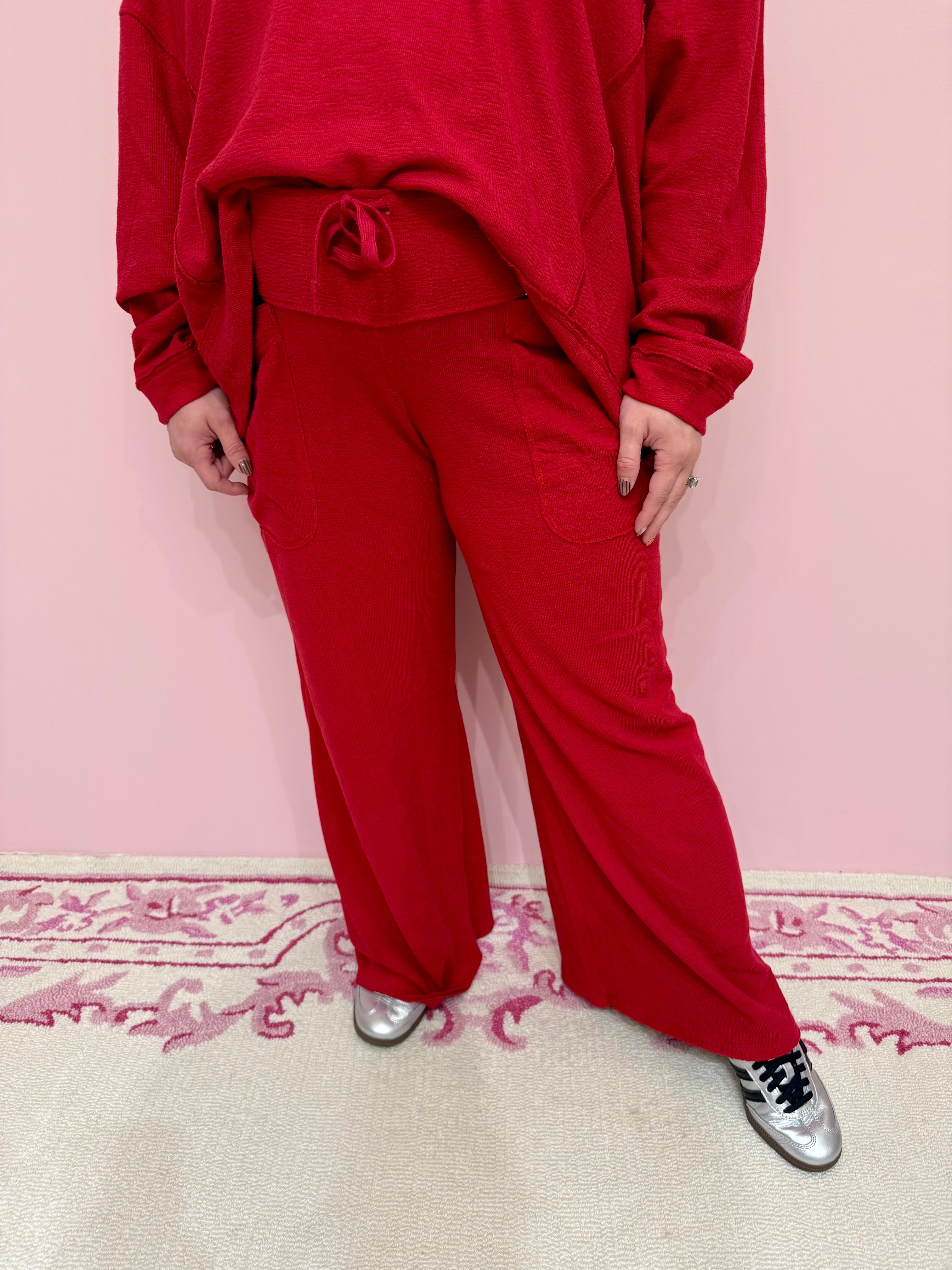 Staycation Deep Cherry Lounge Pant - Free People