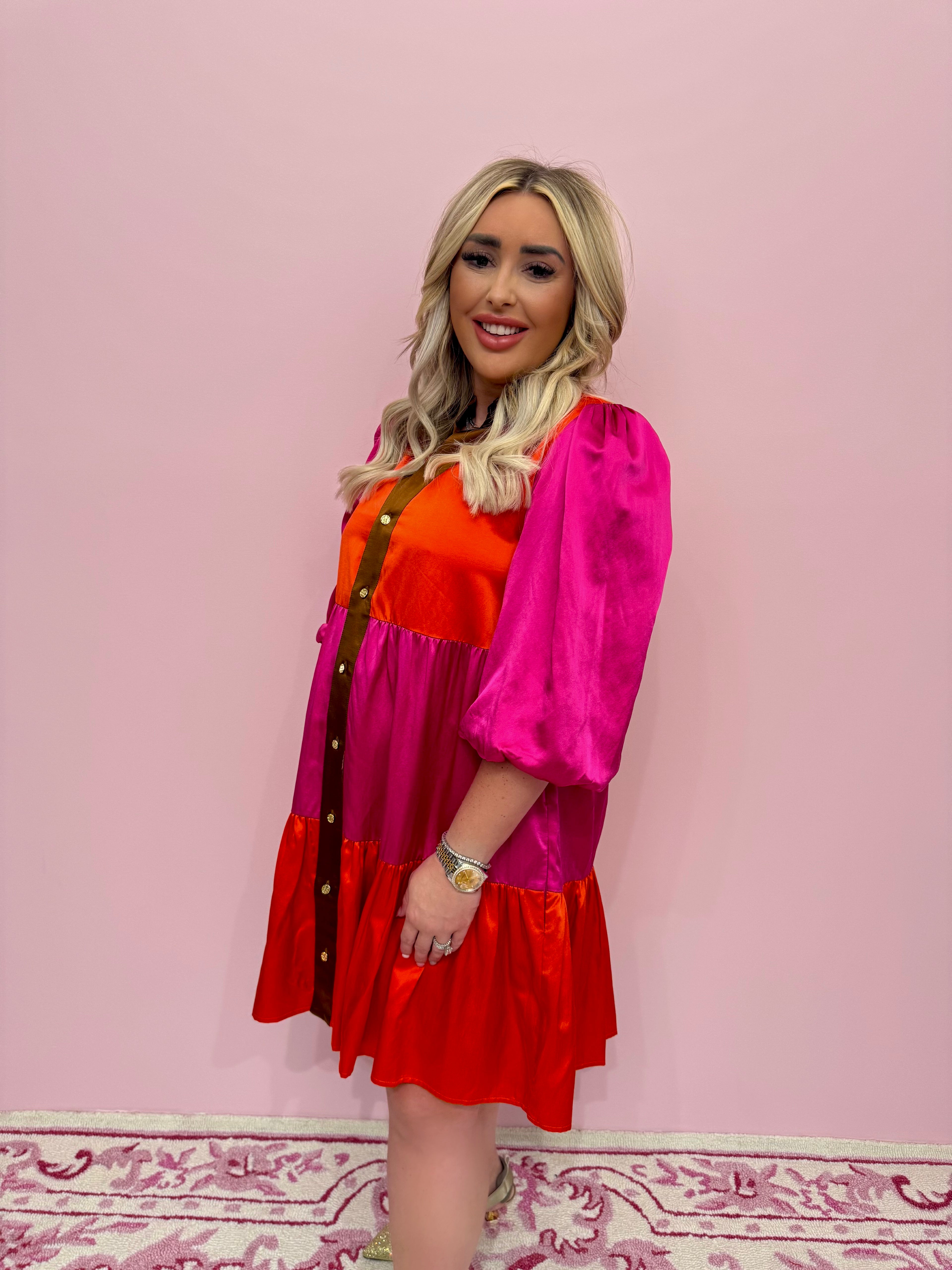 Sadie Dress In Venetian Colorblock - Emily McCarthy