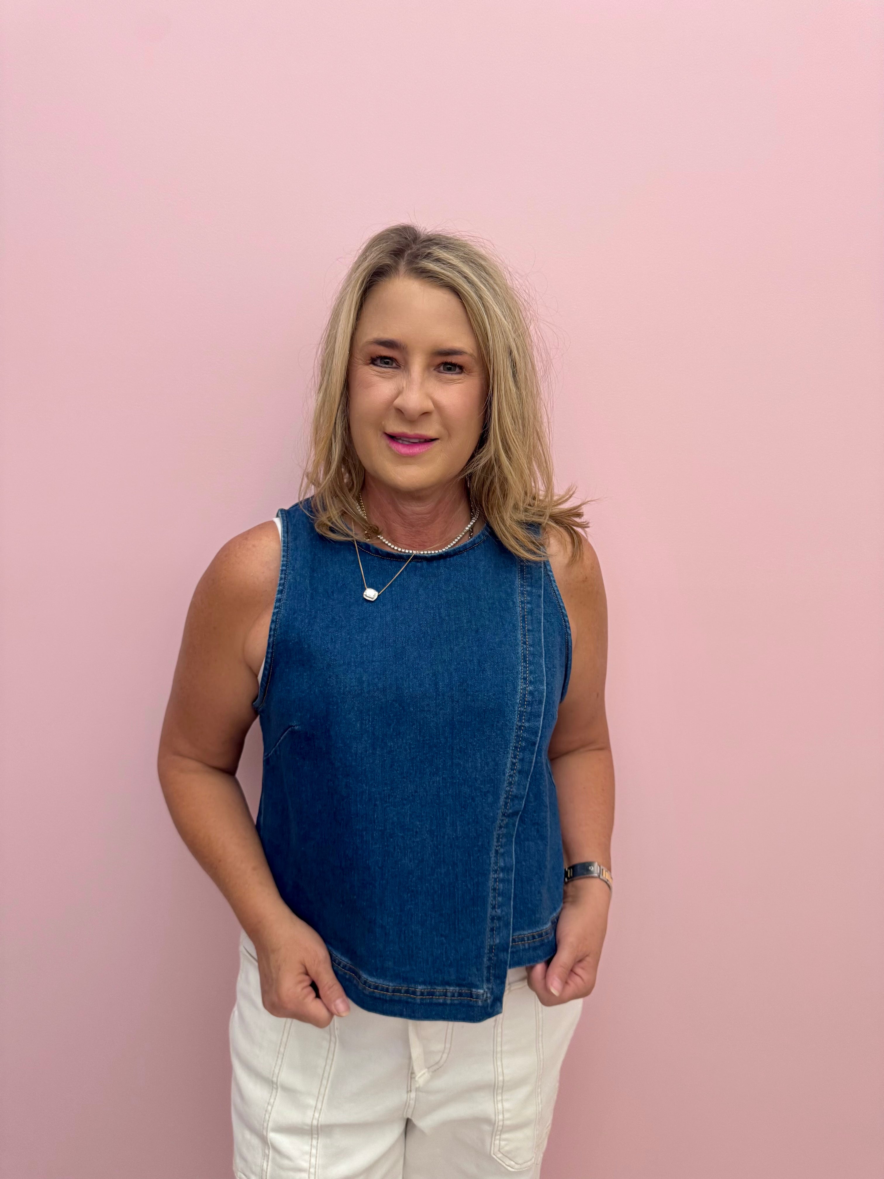 Asymmetric Denim Top